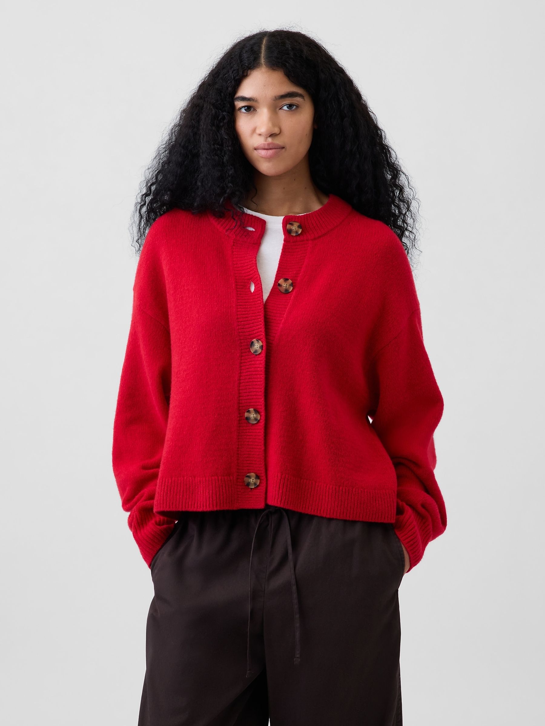 Red CashSoft Oversized Chunky Cardigan - Image 1 of 4