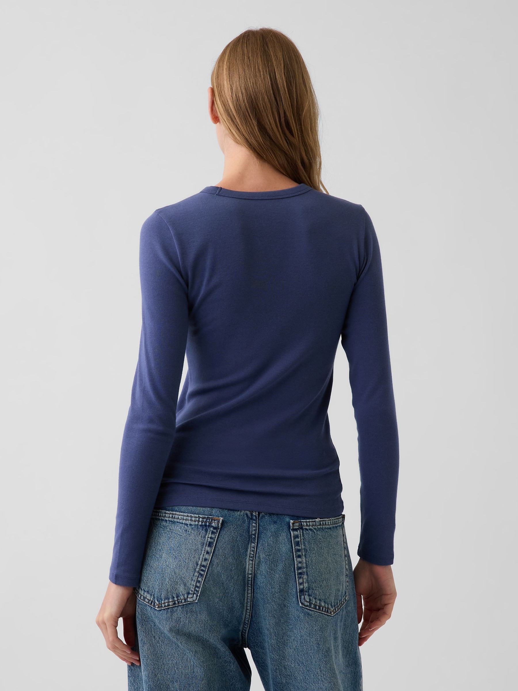 Blue Modern Long Sleeve T-Shirt - Image 2 of 3 Blue Modern Long Sleeve T-Shirt - Image 2 of 3