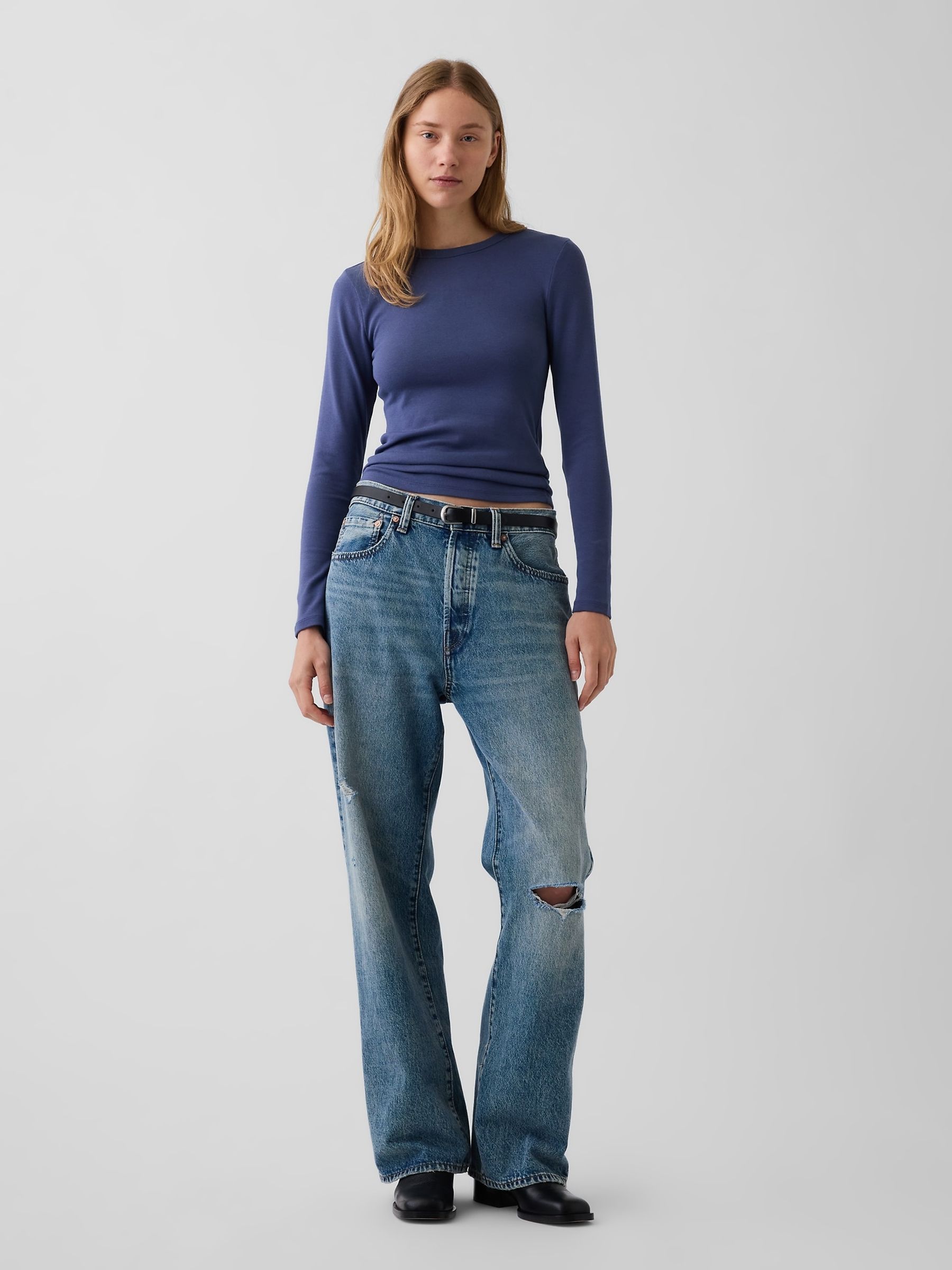 Blue Modern Long Sleeve T-Shirt - Image 3 of 3 Blue Modern Long Sleeve T-Shirt - Image 3 of 3