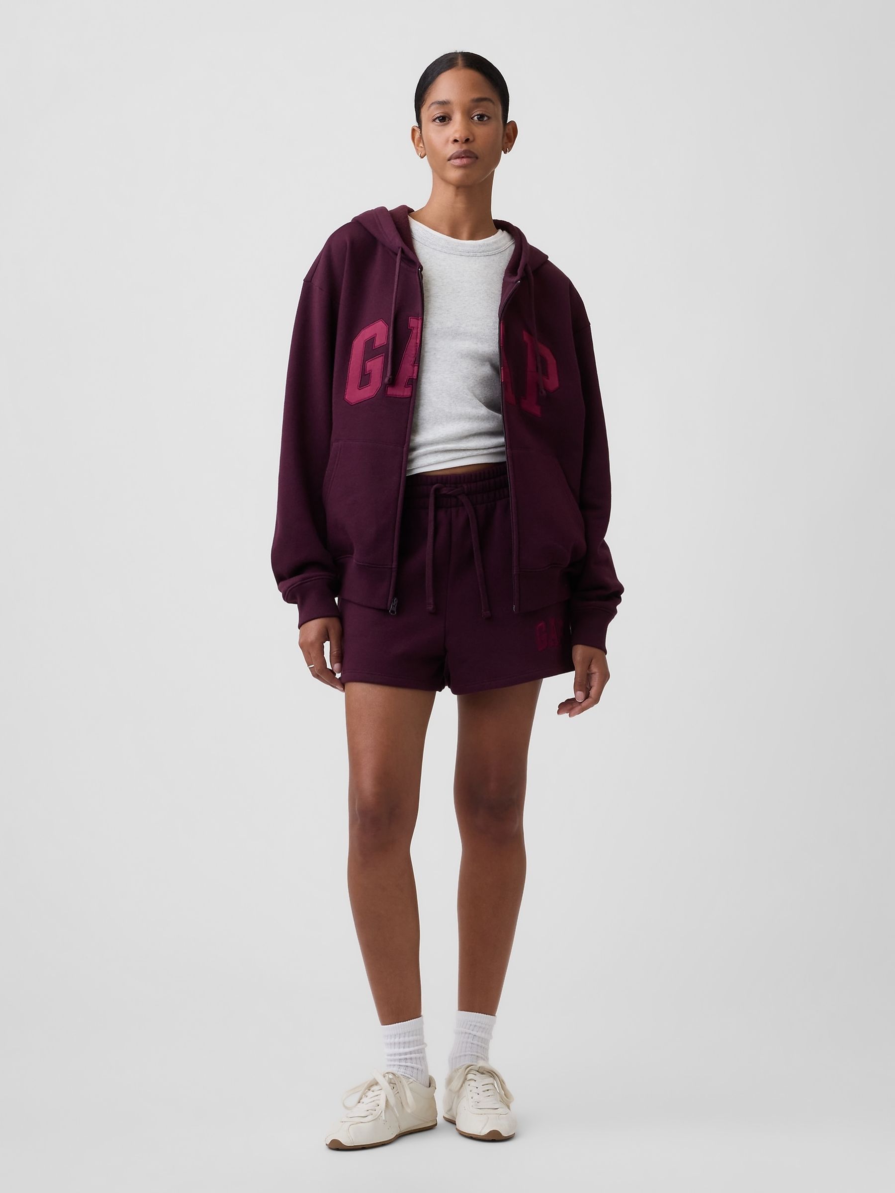 Maroon Relaxed Logo Zip-Up Hoodie - Image 4 of 5