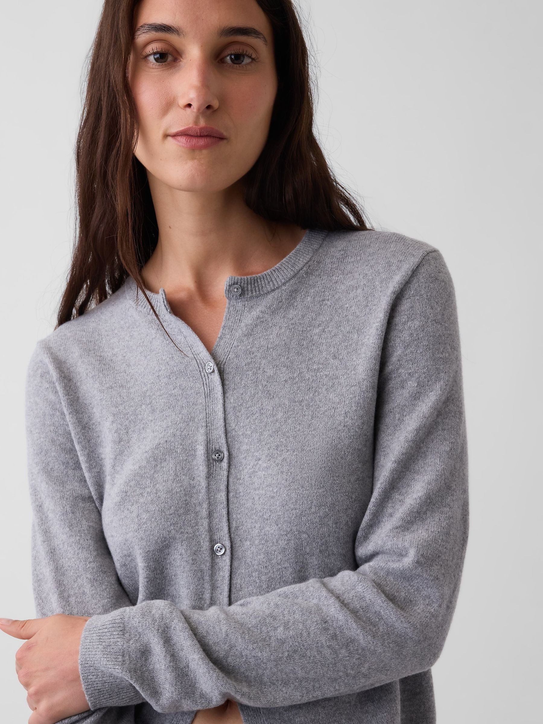 Grey CashSoft Crop Cardigan - Image 3 of 4