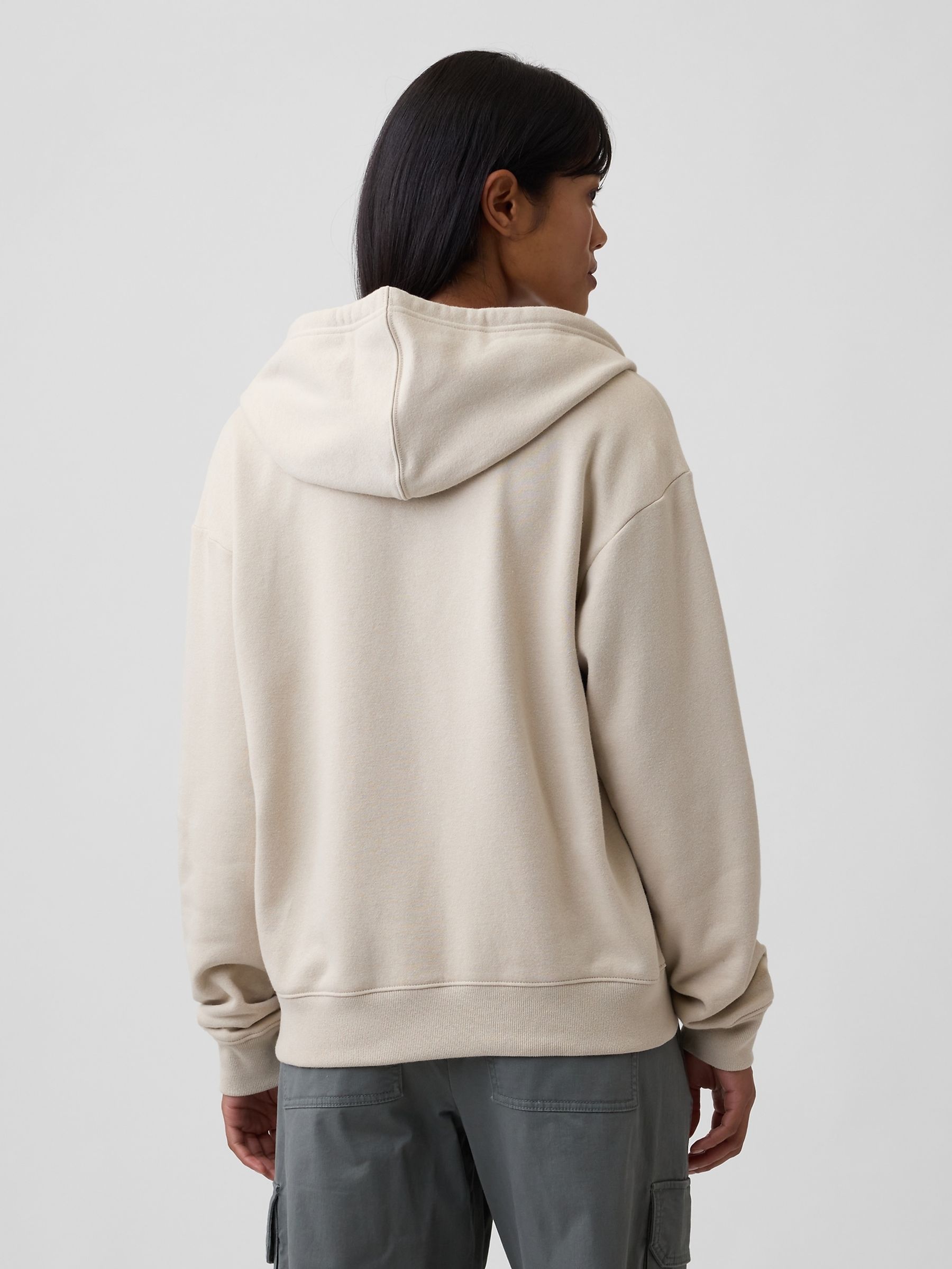 Cream/Gold Relaxed Logo Zip-Up Hoodie - Image 2 of 5 Cream/Gold Relaxed Logo Zip-Up Hoodie - Image 2 of 5