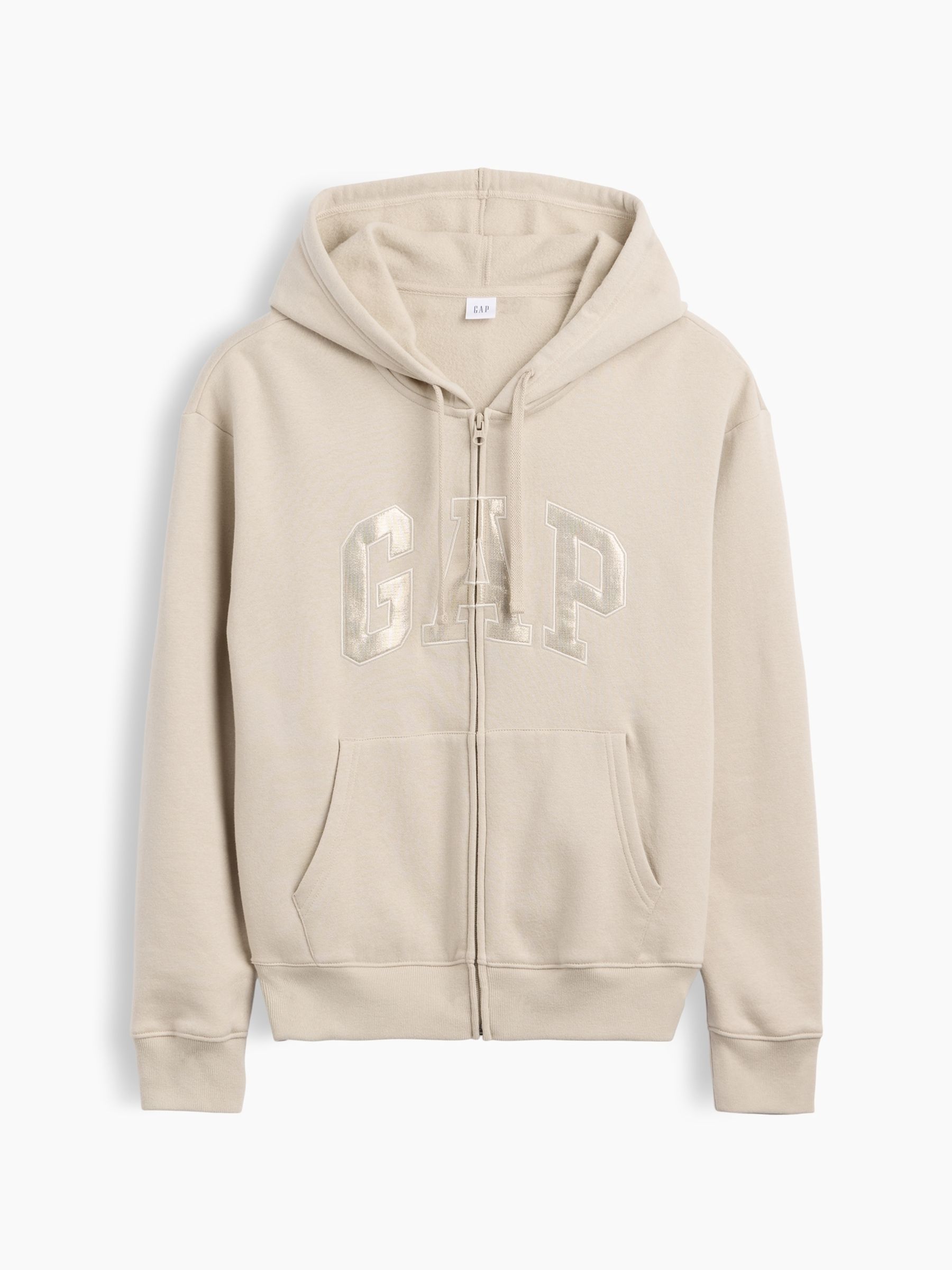 Cream/Gold Relaxed Logo Zip-Up Hoodie - Image 5 of 5
