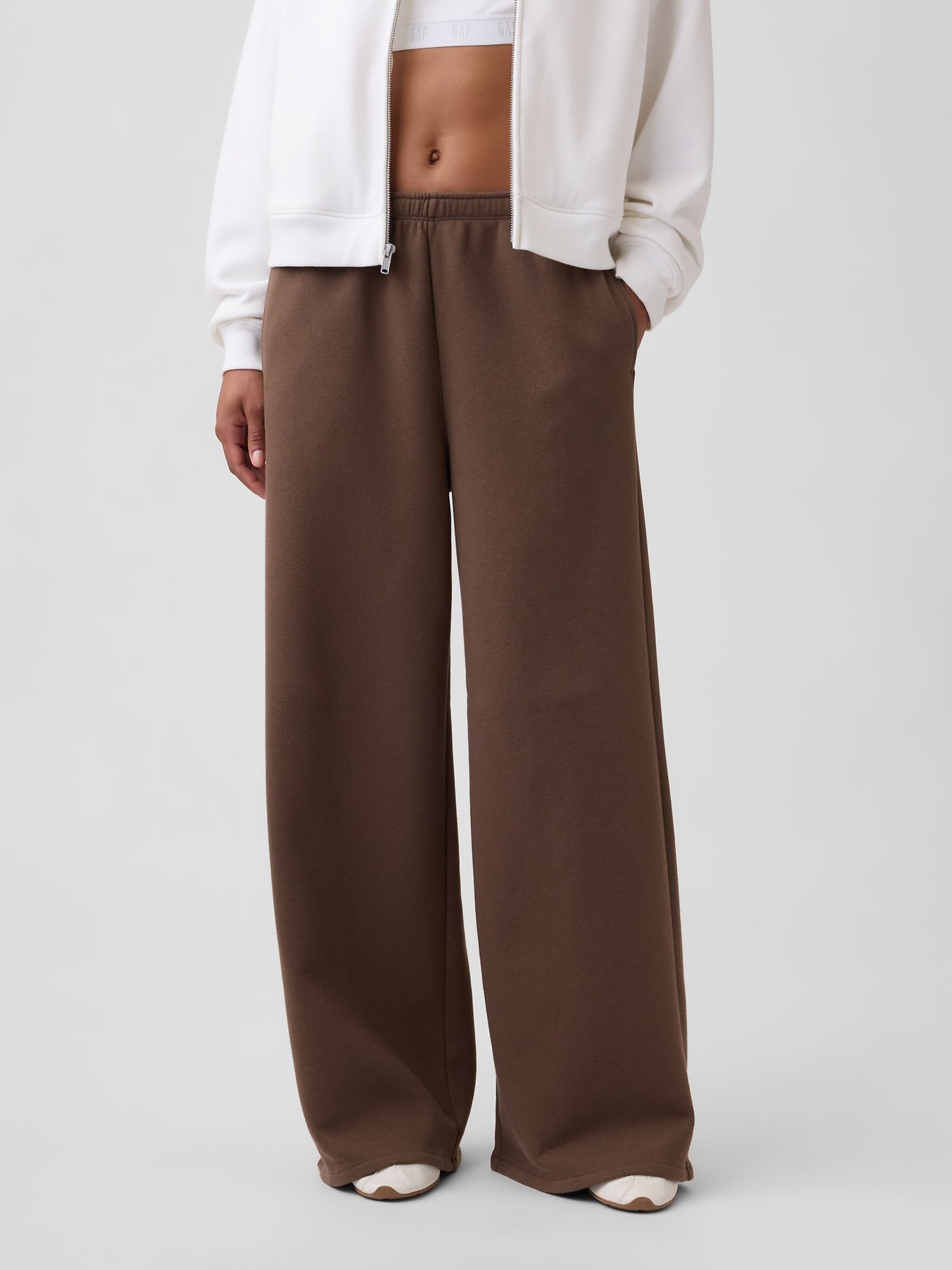 Dark Brown Vintage Soft Baggy Wide-Leg Joggers - Image 1 of 4