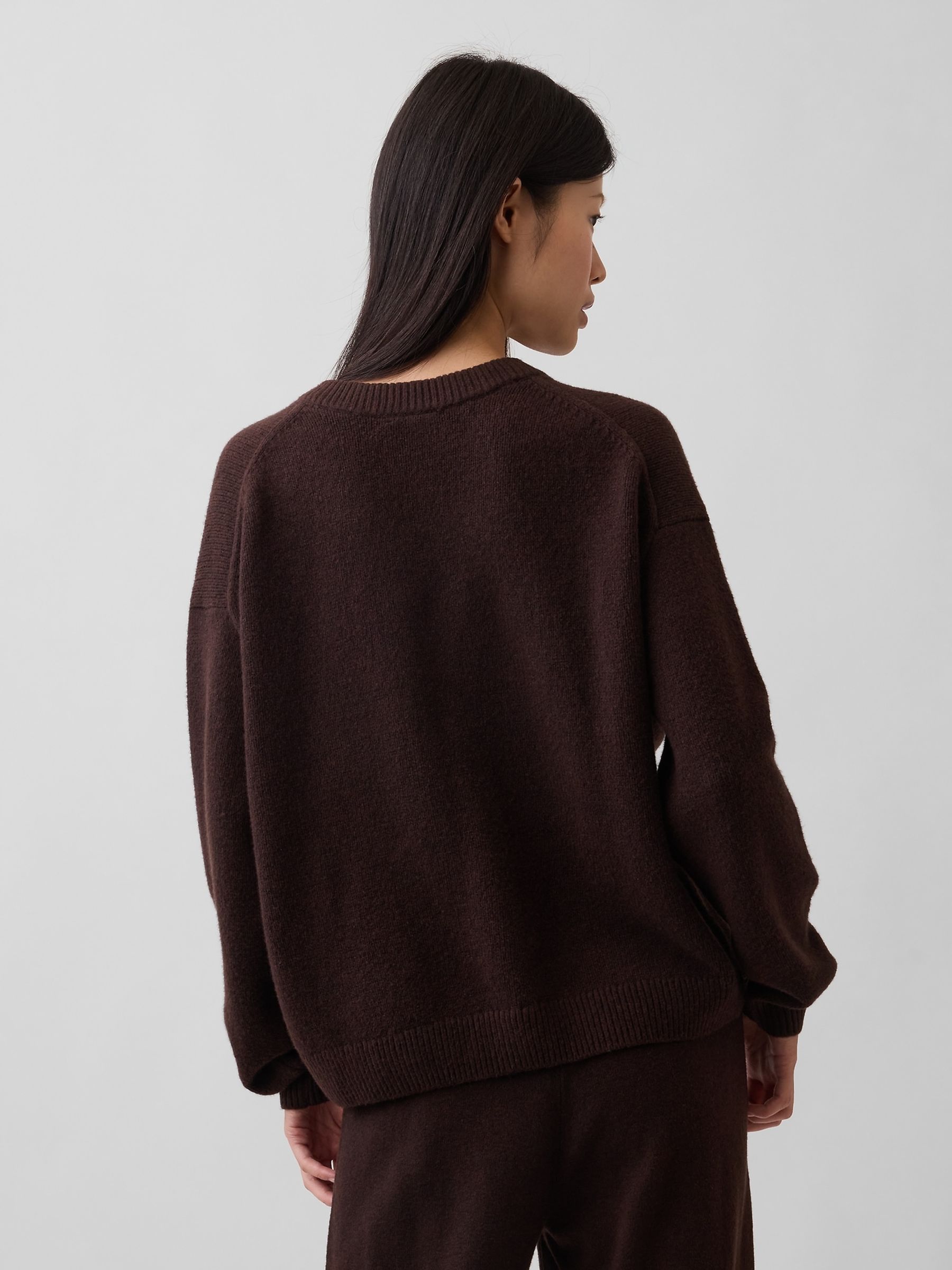 Brown CashSoft Oversized V-Neck Jumper - Image 2 of 4