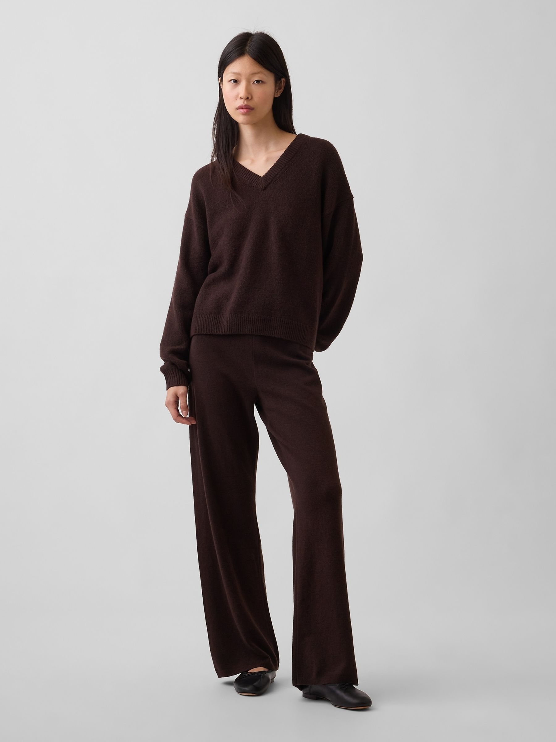 Brown CashSoft Oversized V-Neck Jumper - Image 3 of 4