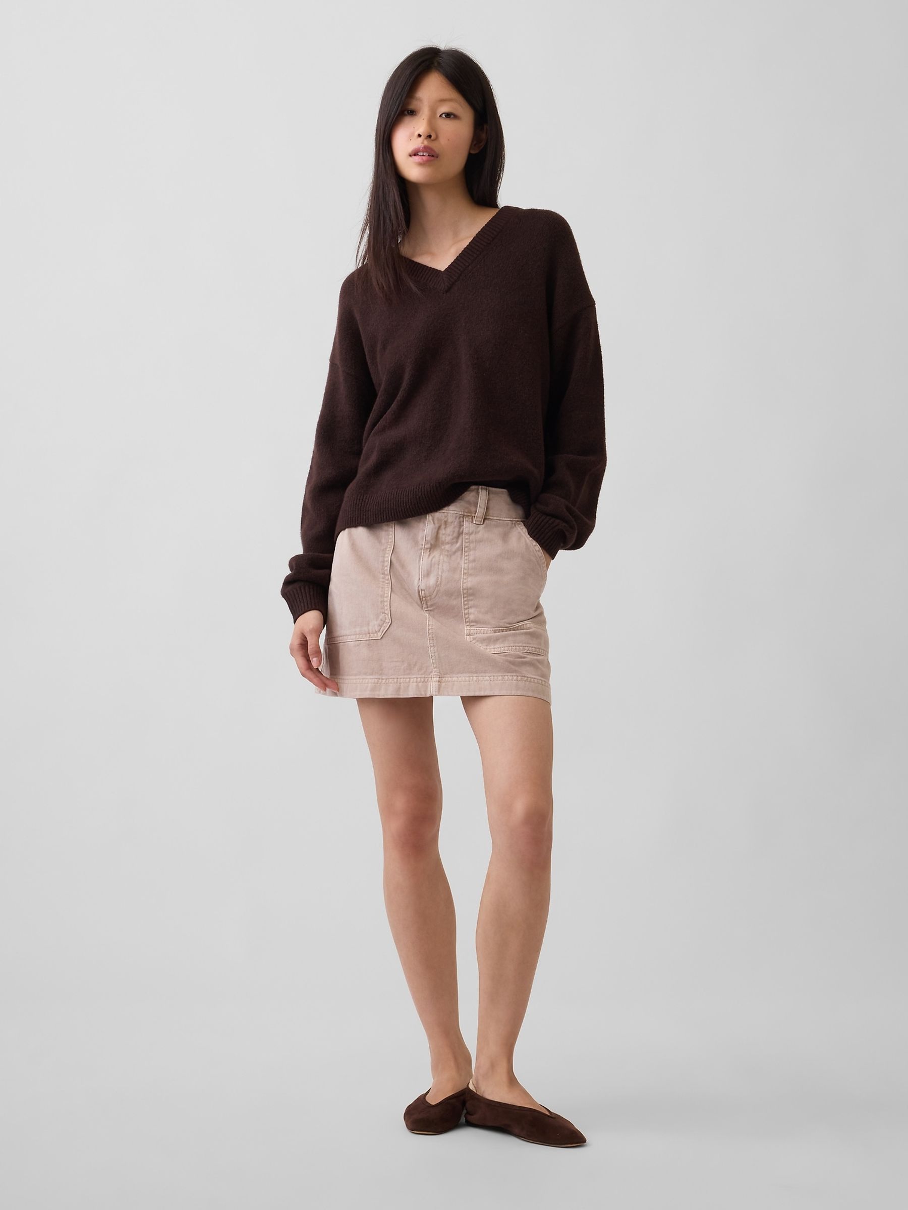 Brown CashSoft Oversized V-Neck Jumper - Image 4 of 4