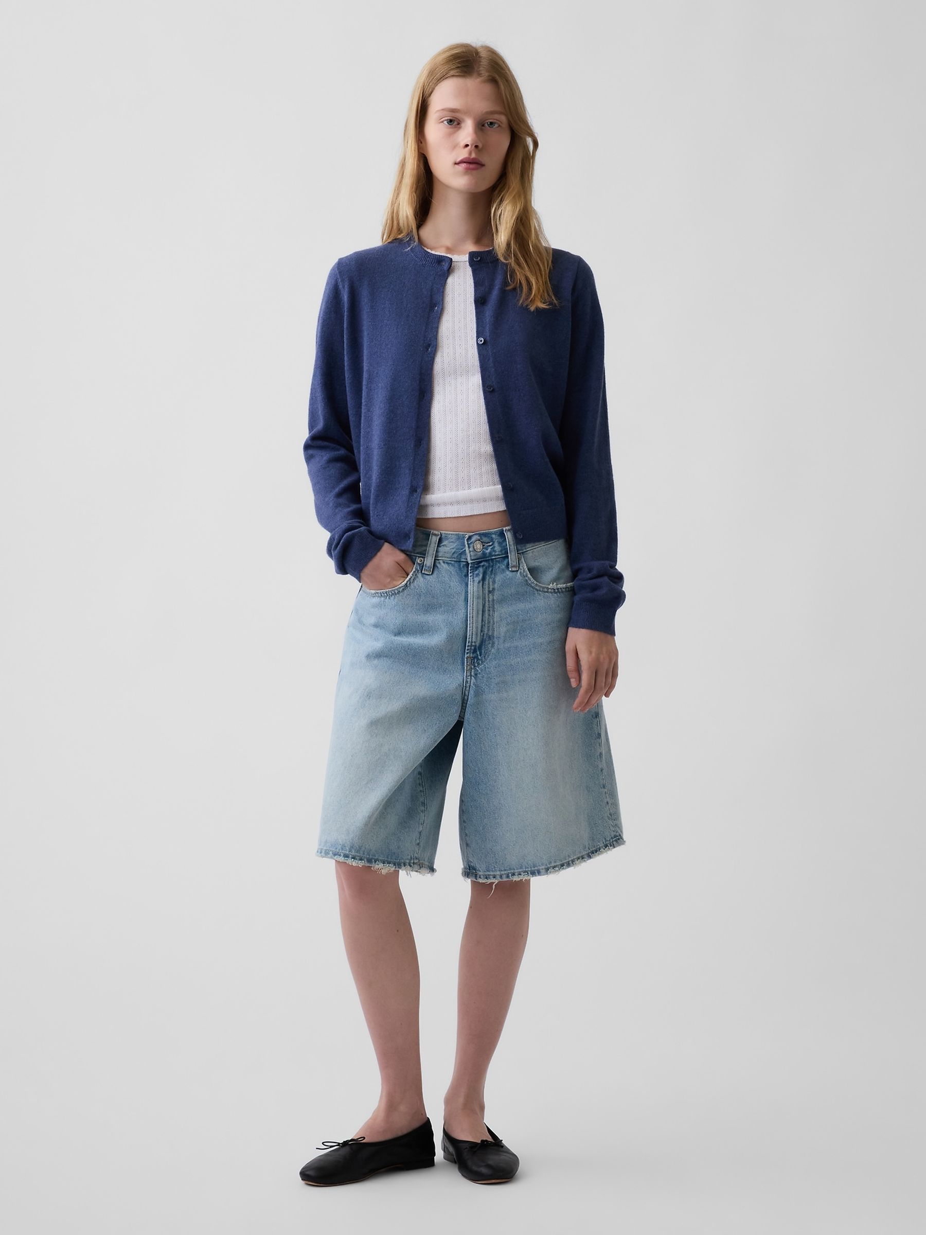 Blue CashSoft Crop Cardigan - Image 3 of 4