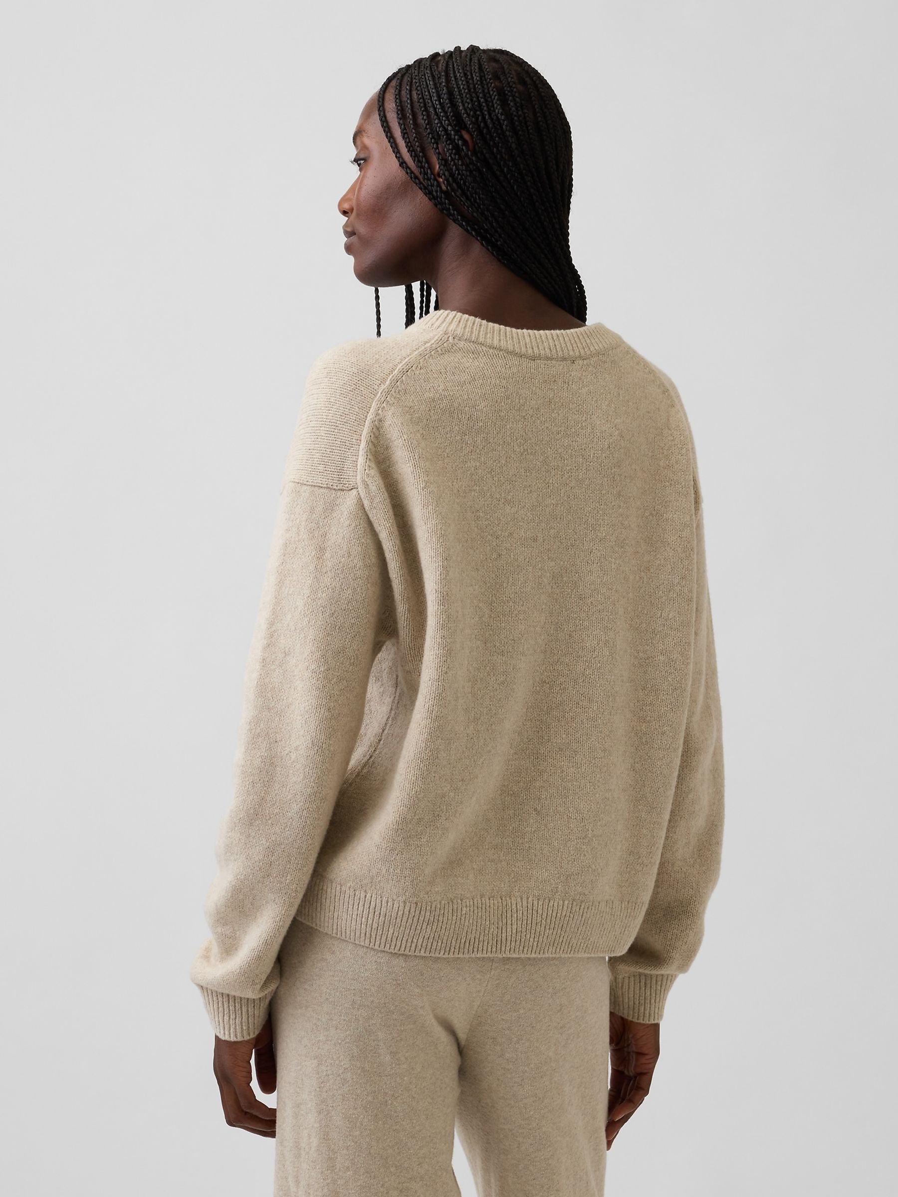 Beige CashSoft Oversized V-Neck Jumper - Image 2 of 4 Beige CashSoft Oversized V-Neck Jumper - Image 2 of 4