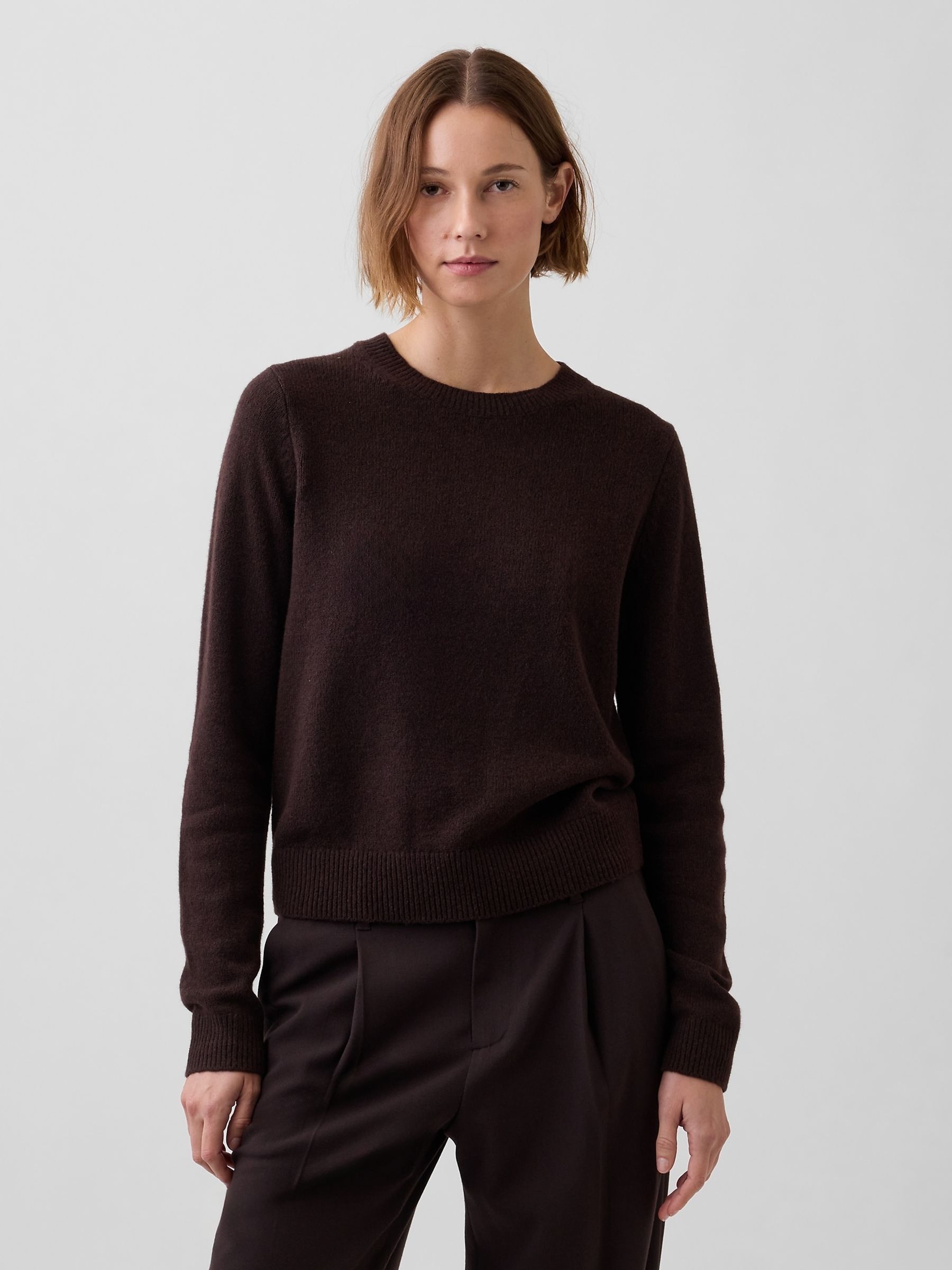 Dark Brown CashSoft Crew Jumper - Image 1 of 4