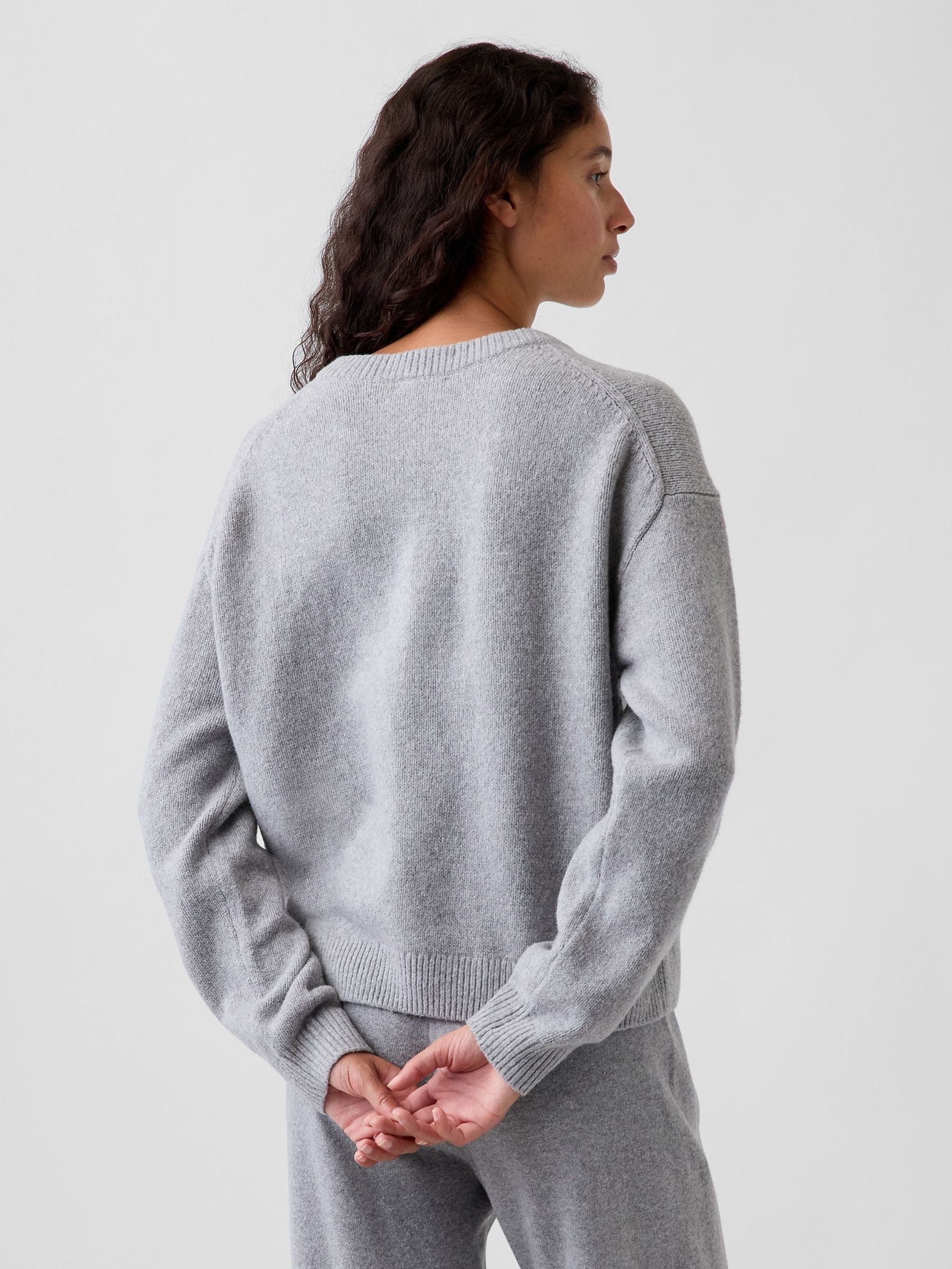 Grey CashSoft Oversized V-Neck Jumper - Image 2 of 5