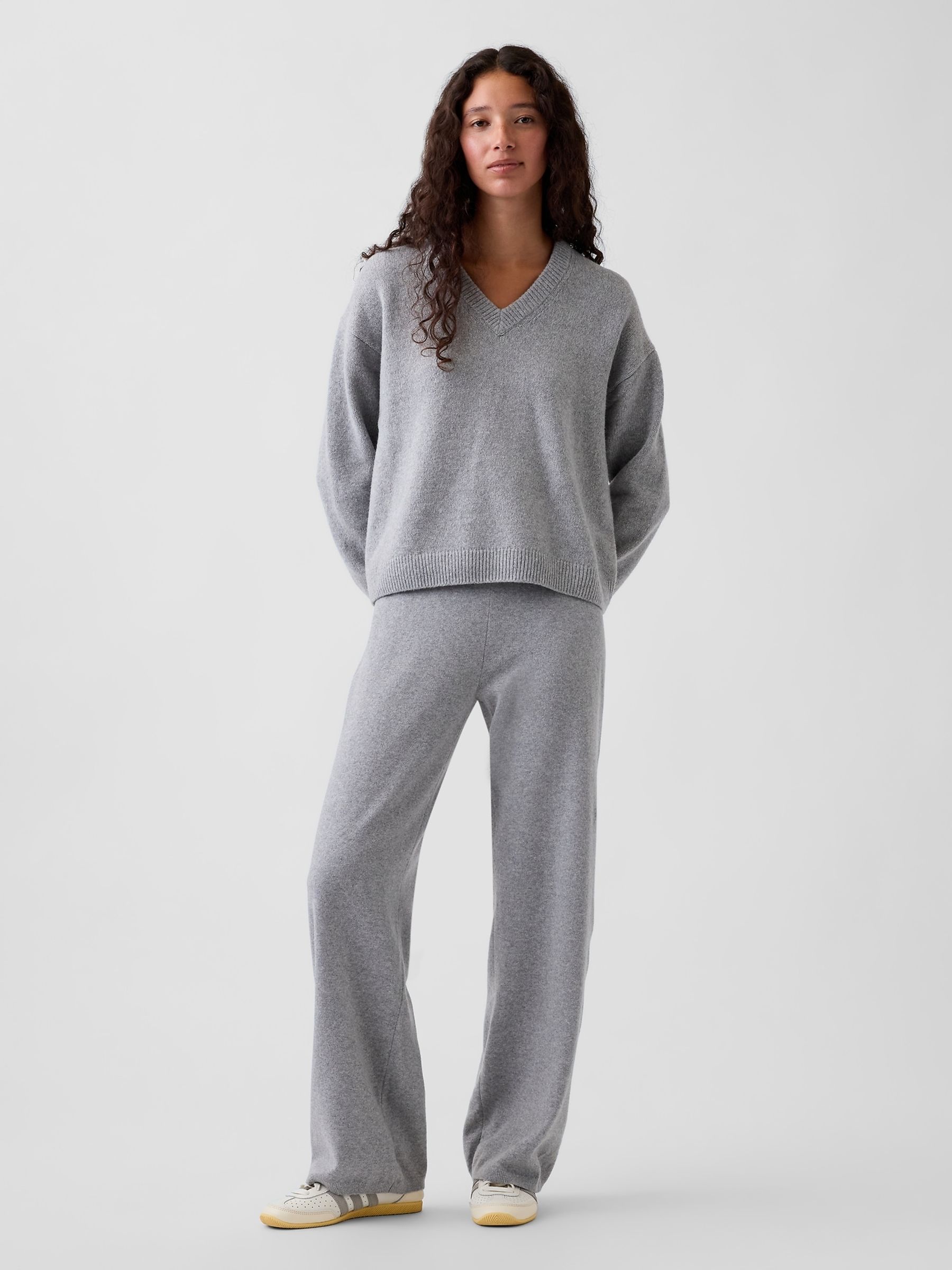 Grey CashSoft Oversized V-Neck Jumper - Image 3 of 5
