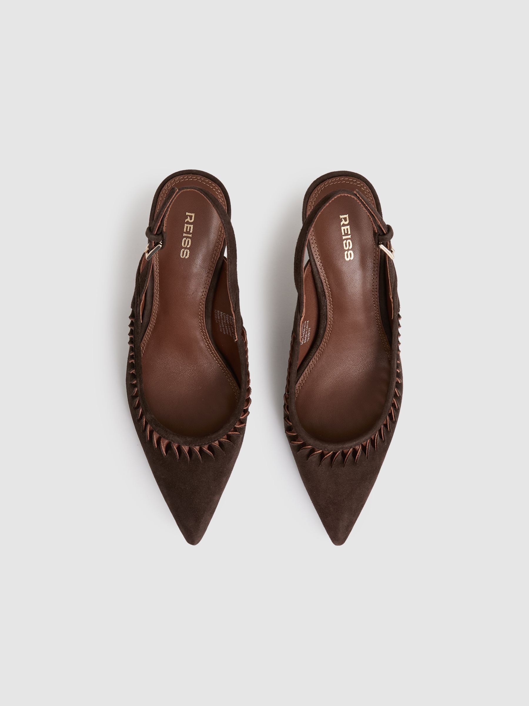 Suede Twist Detail Slingback Court Shoes in Chocolate - Image 3 of 6