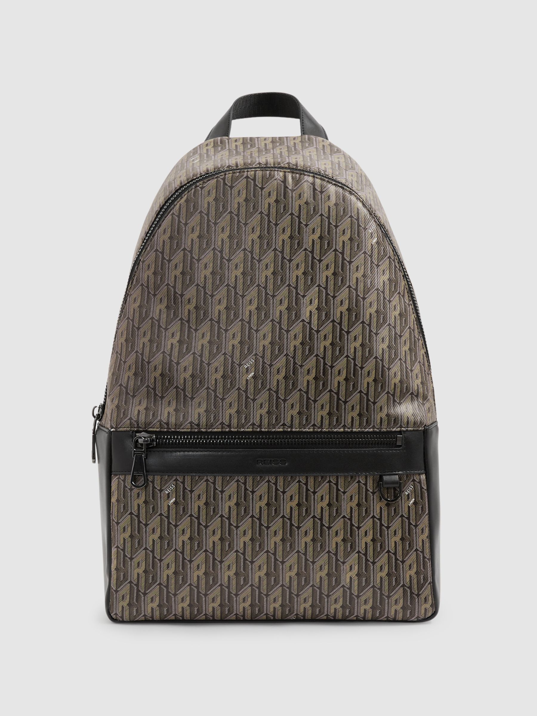Monogram-Print Coated-Canvas Backpack in Grey Multi - Image 1 of 5