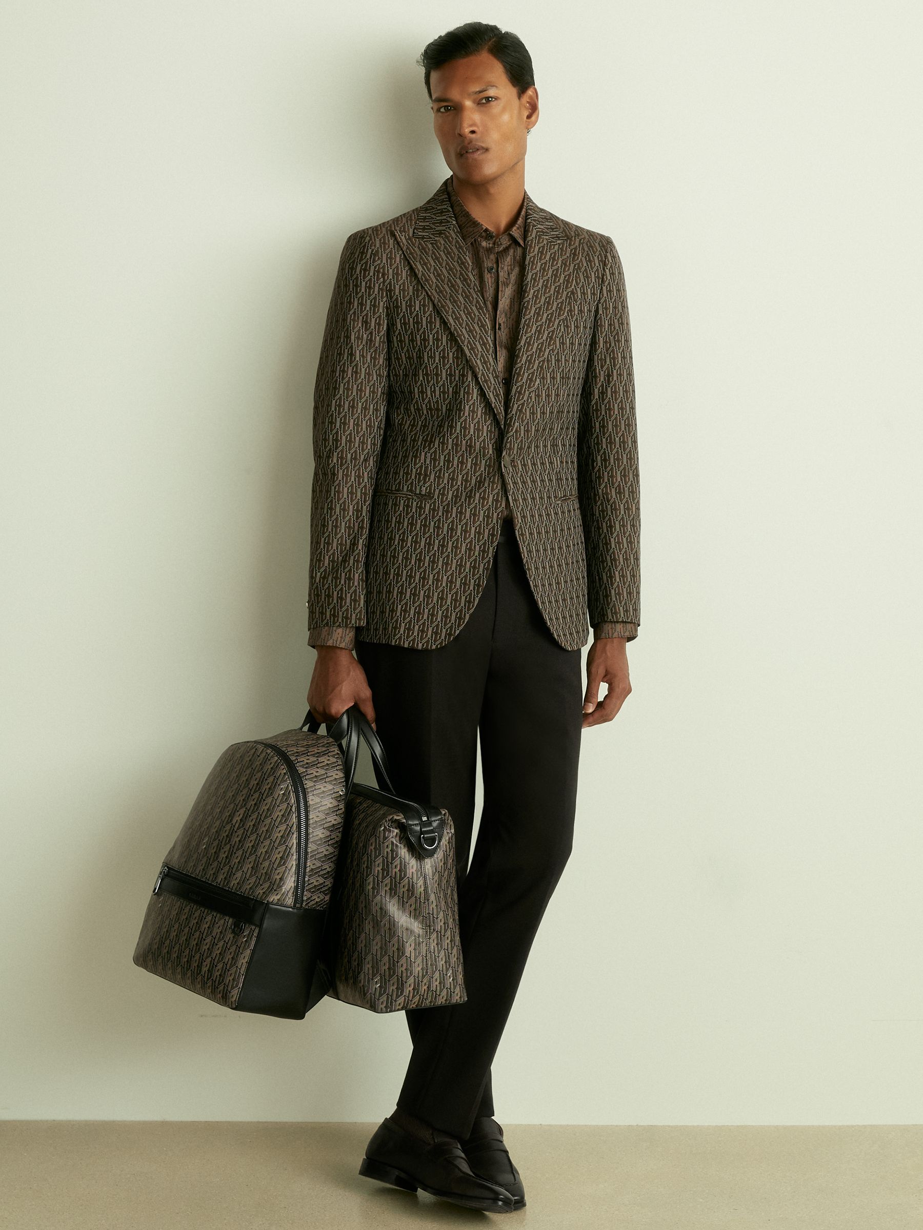 Monogram-Print Coated-Canvas Backpack in Grey Multi - Image 2 of 5