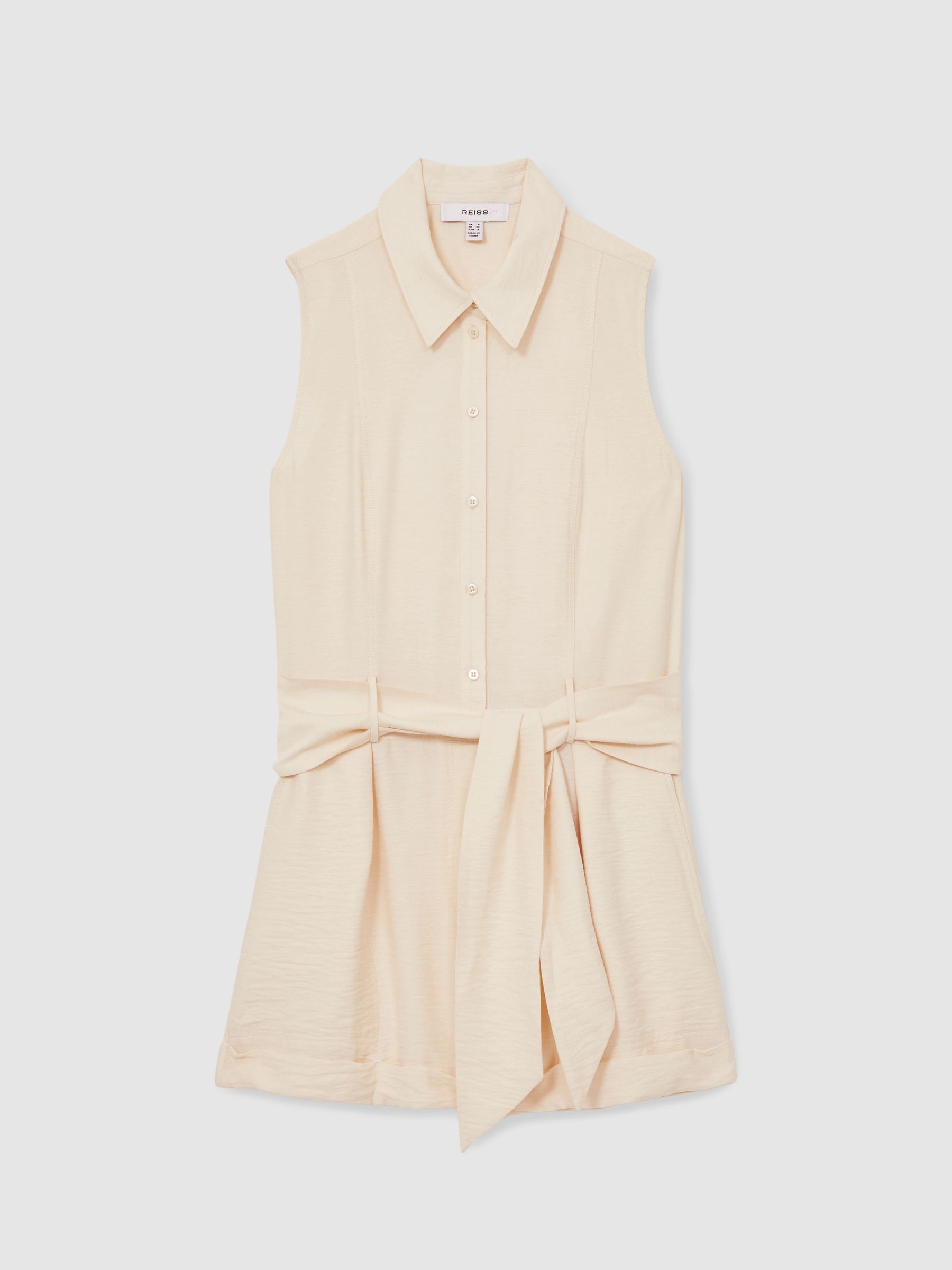 Belted Beach Cover-Up Playsuit in Cream - Image 2 of 5