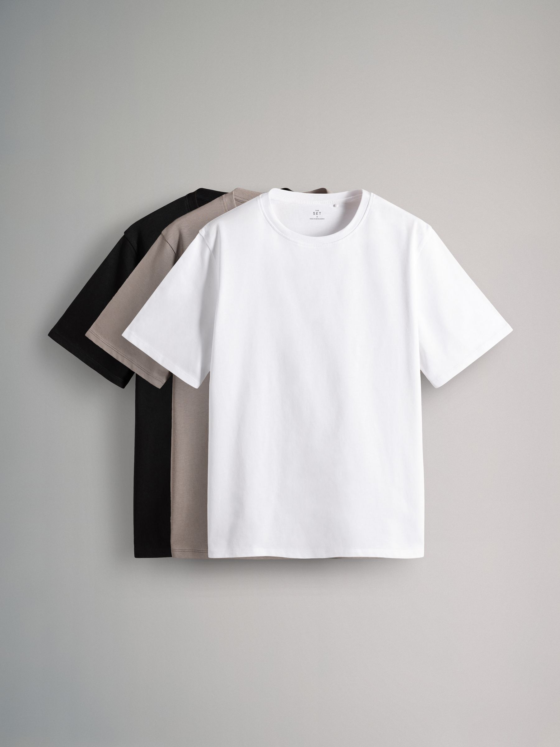 Black/White/Taupe Brown - 3 Pack Relaxed Short Sleeved 100% Cotton T-Shirts - Image 2 of 6 Black/White/Taupe Brown - 3 Pack Relaxed Short Sleeved 100% Cotton T-Shirts - Image 2 of 6