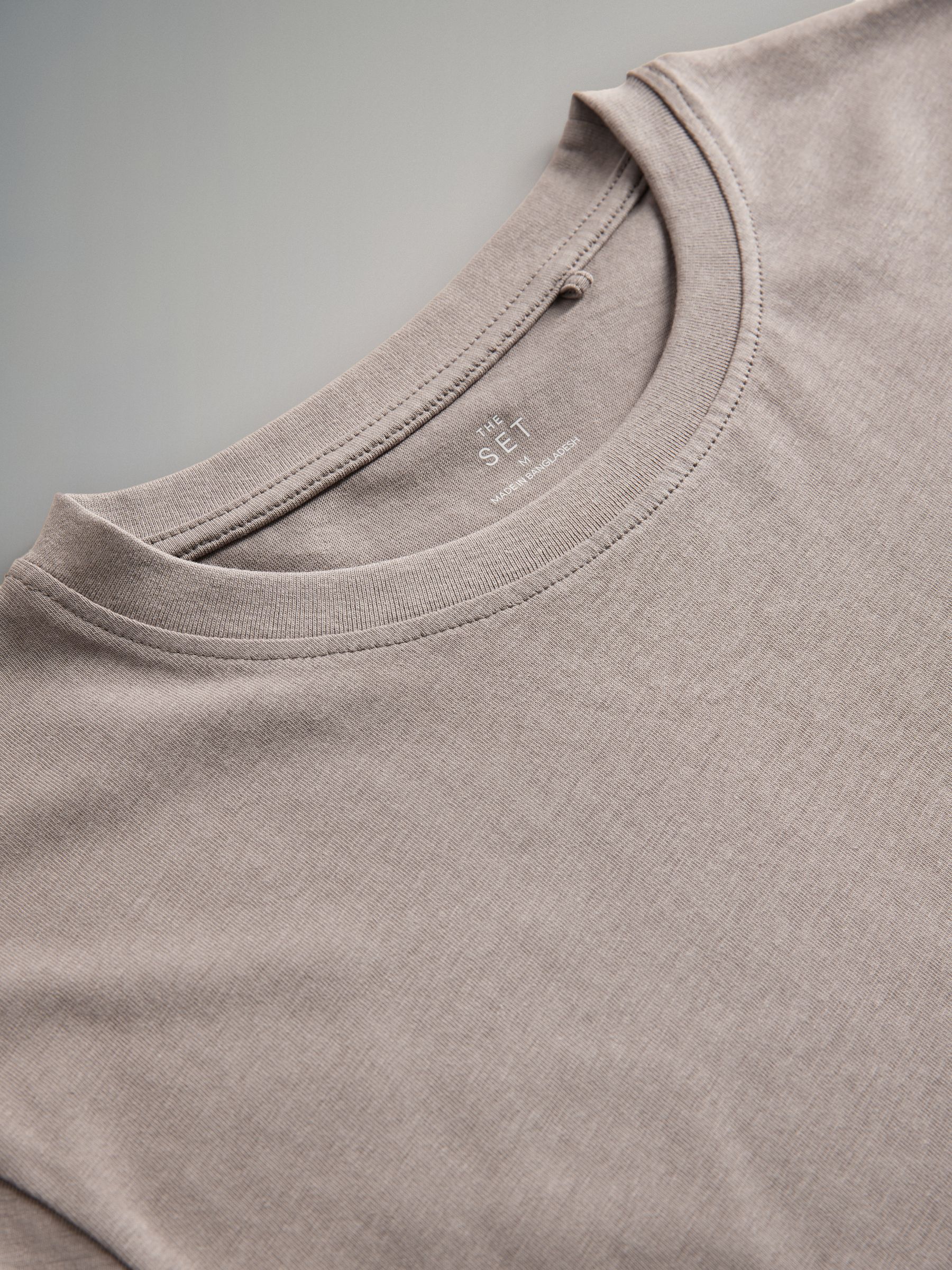 Black/White/Taupe Brown - 3 Pack Relaxed Short Sleeved 100% Cotton T-Shirts - Image 5 of 6