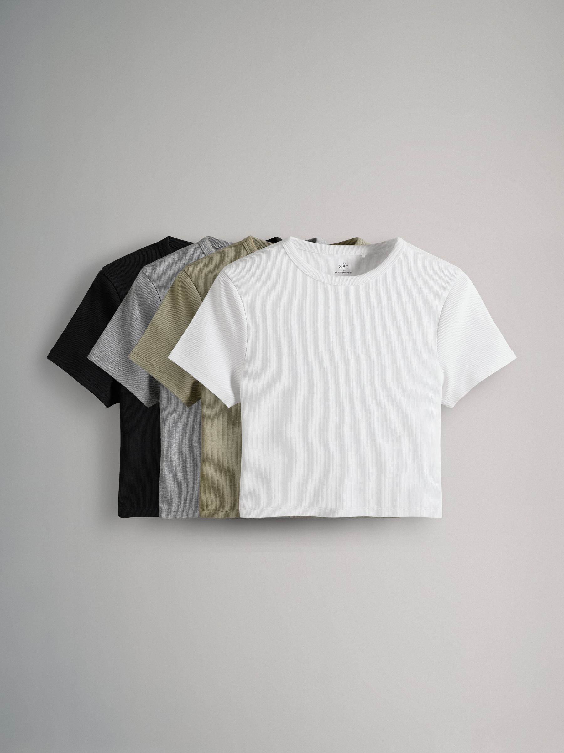 4 Pack Ribbed Cropped Fitted T-Shirts - Image 2 of 6 4 Pack Ribbed Cropped Fitted T-Shirts - Image 2 of 6