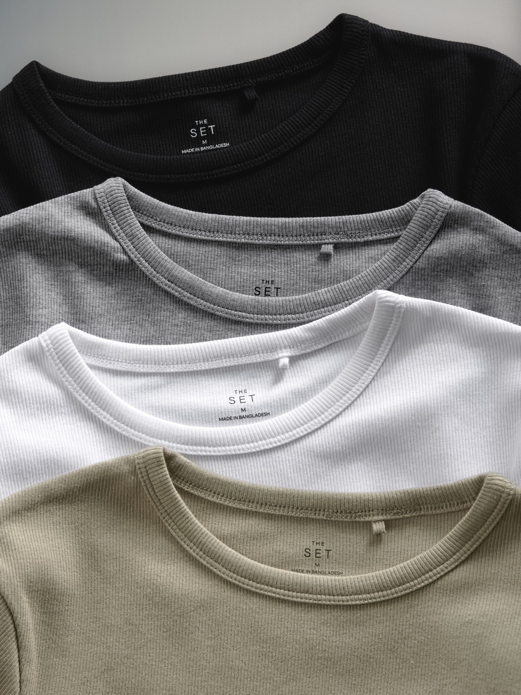 4 Pack Ribbed Cropped Fitted T-Shirts - Image 5 of 6