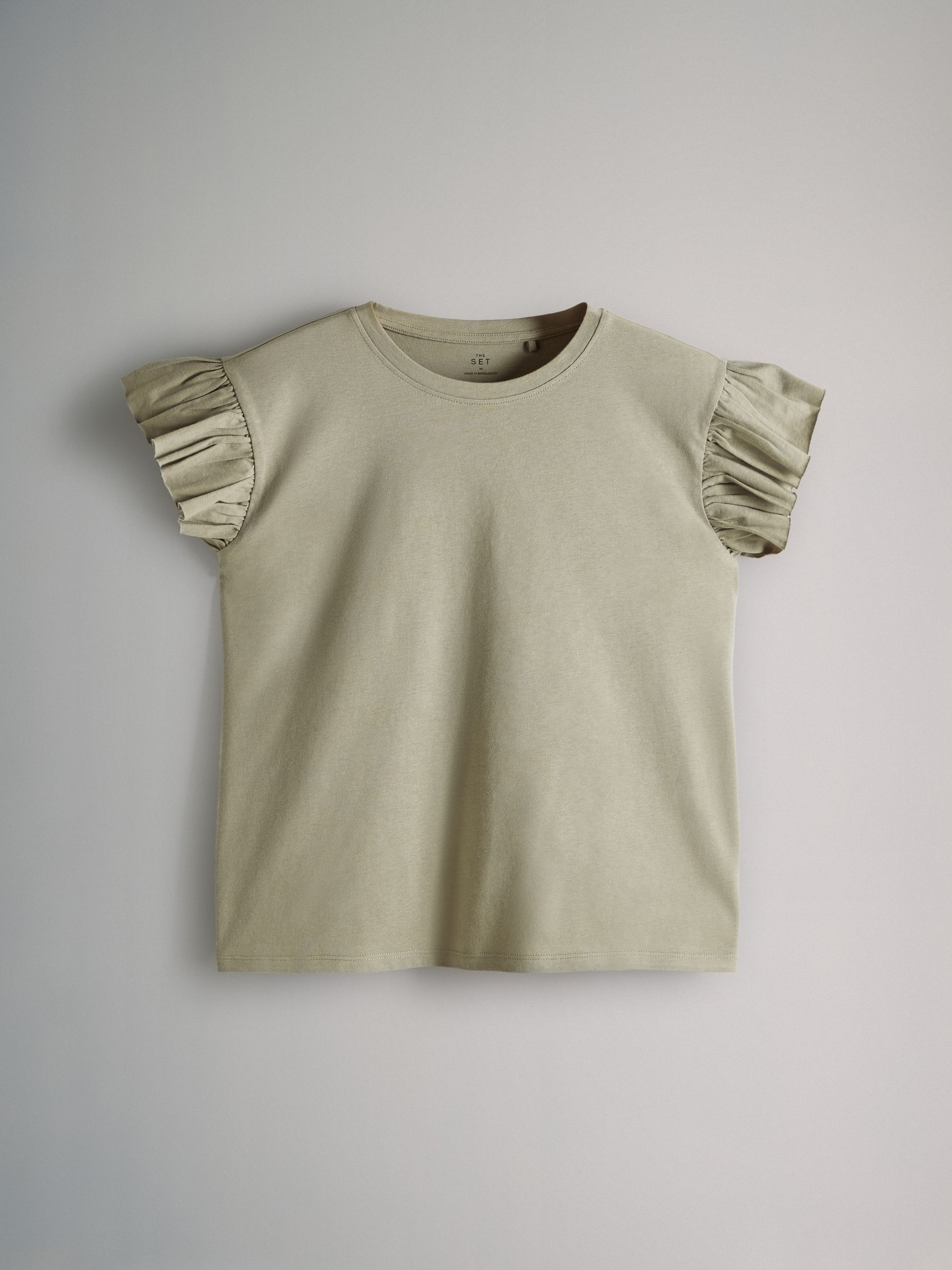 Black/Khaki Green/Cream/Light Pink - 4 Pack Ruffle Short Sleeve T-Shirts - Image 9 of 11