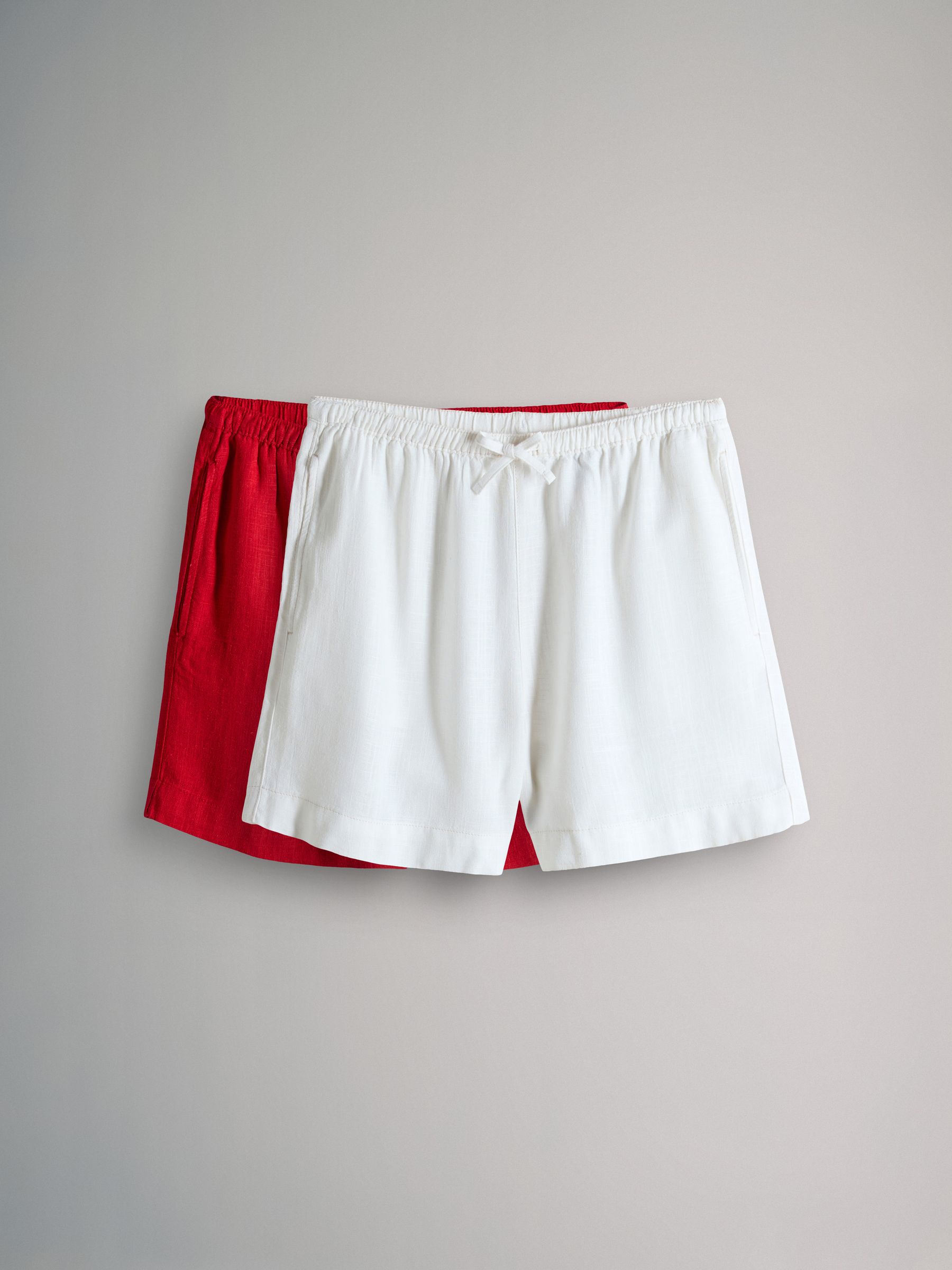 Neutral/Red Pull On Shorts With Linen - Image 1 of 5