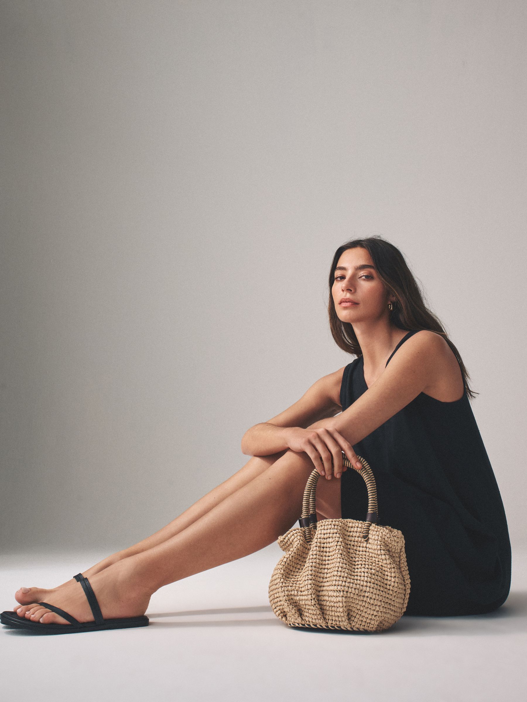 Black/Clay Stripe 2 Pack V-Neck Shift Dress with Linen - Image 4 of 9