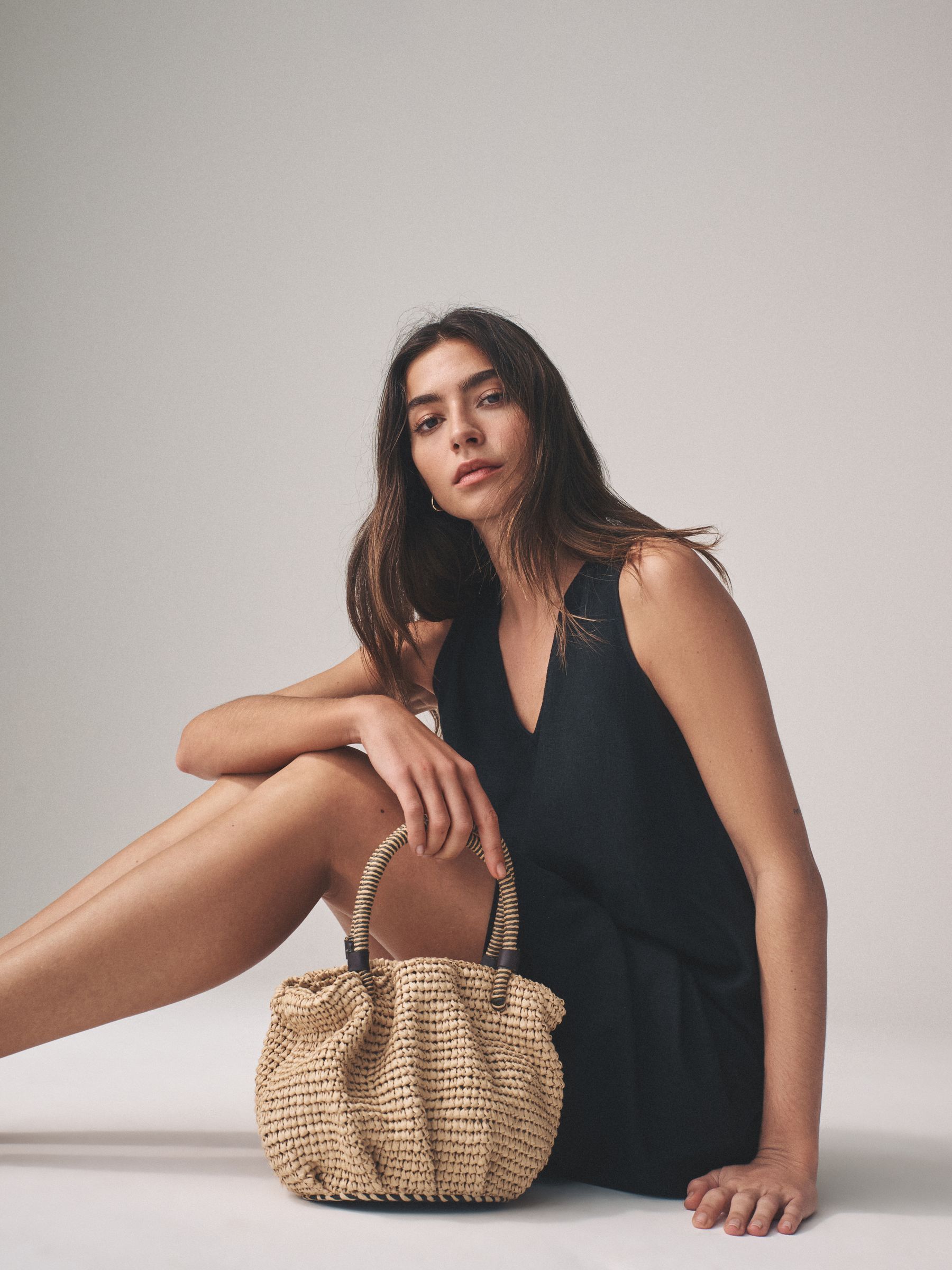 Black/Clay Stripe 2 Pack V-Neck Shift Dress with Linen - Image 5 of 9