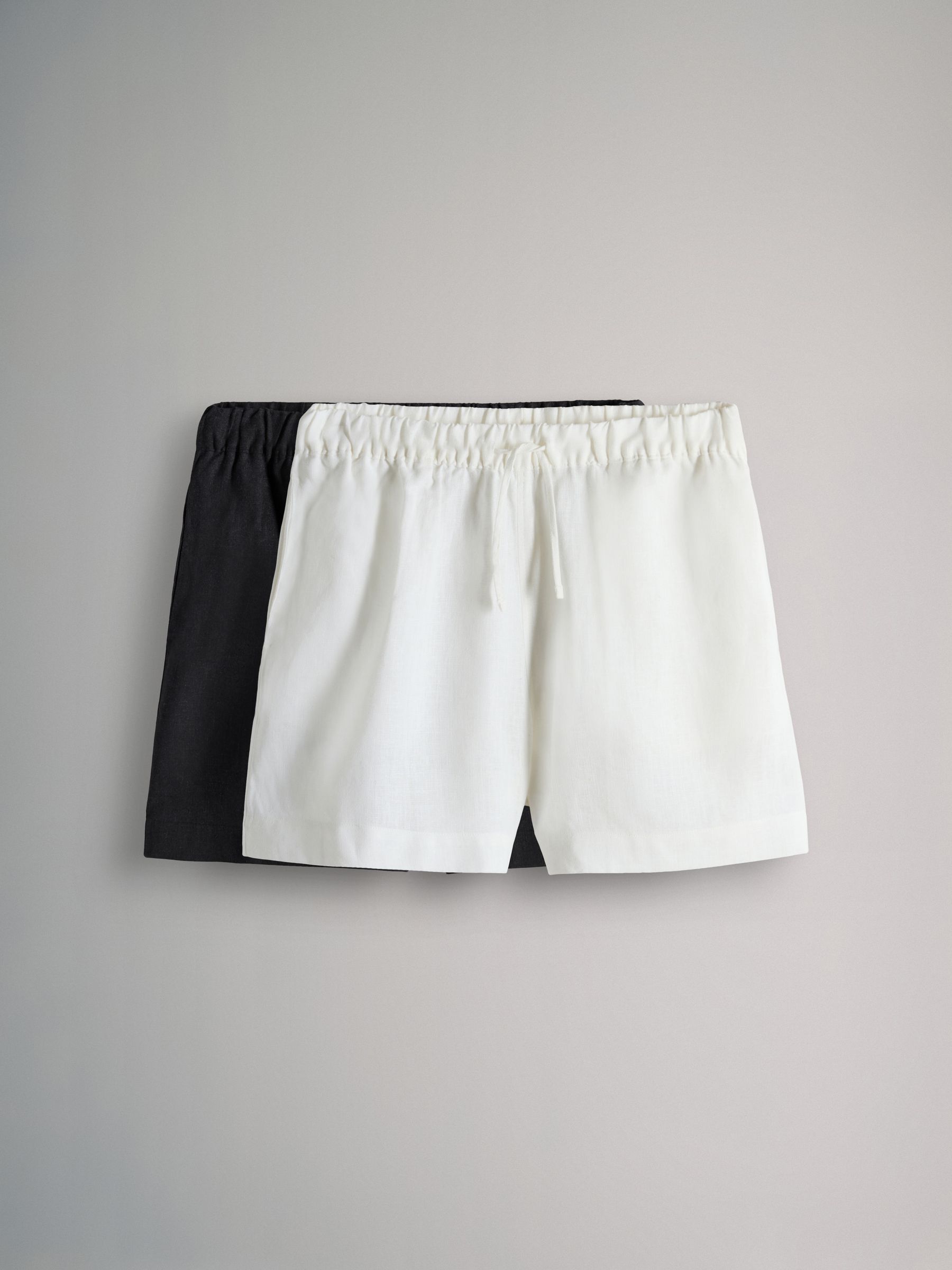 Black/White 2 Pack Linen Blend Shorts - Image 1 of 5