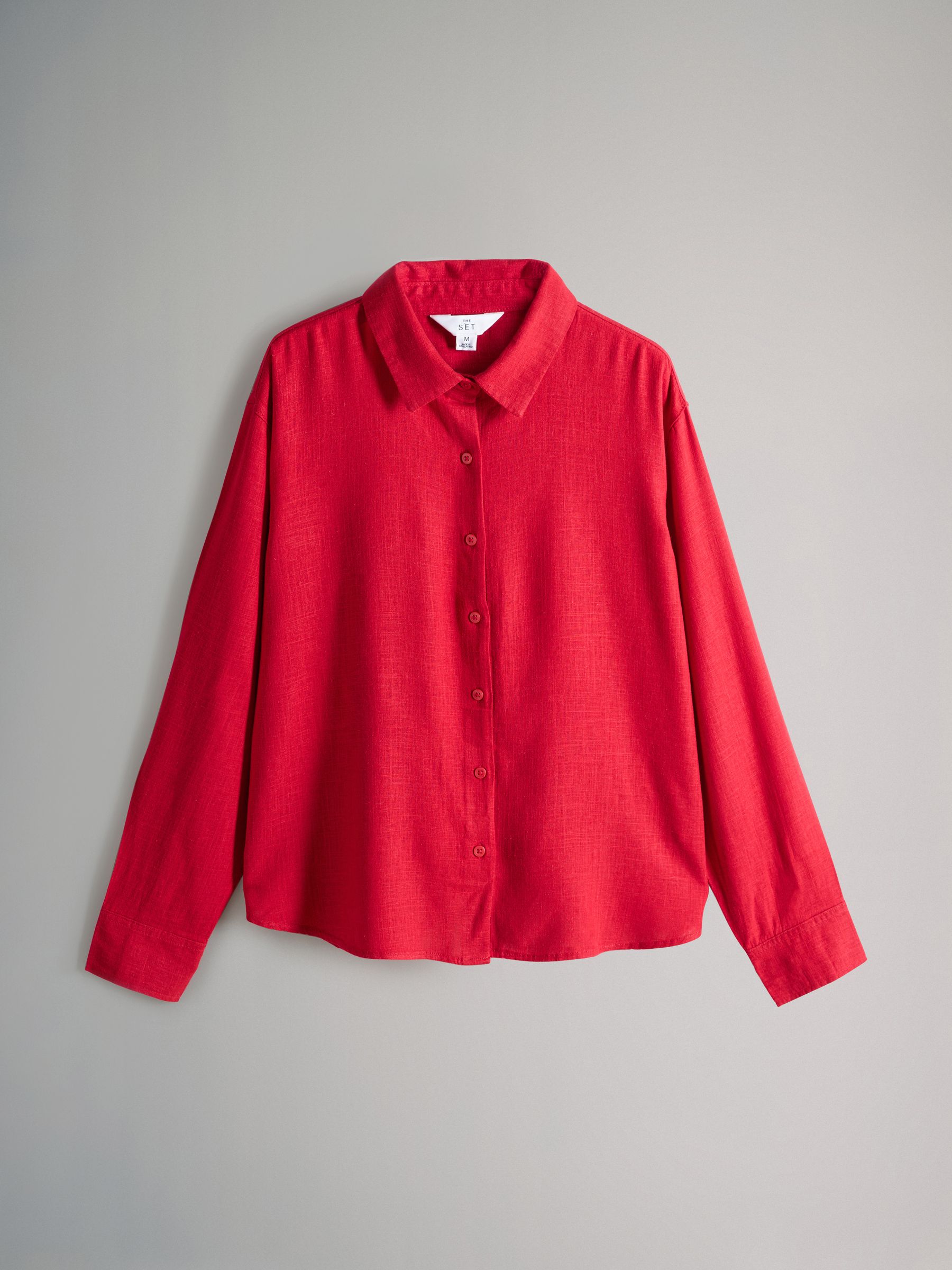 Red/White 2 Pack Button Through Shirts with Linen - Image 3 of 5