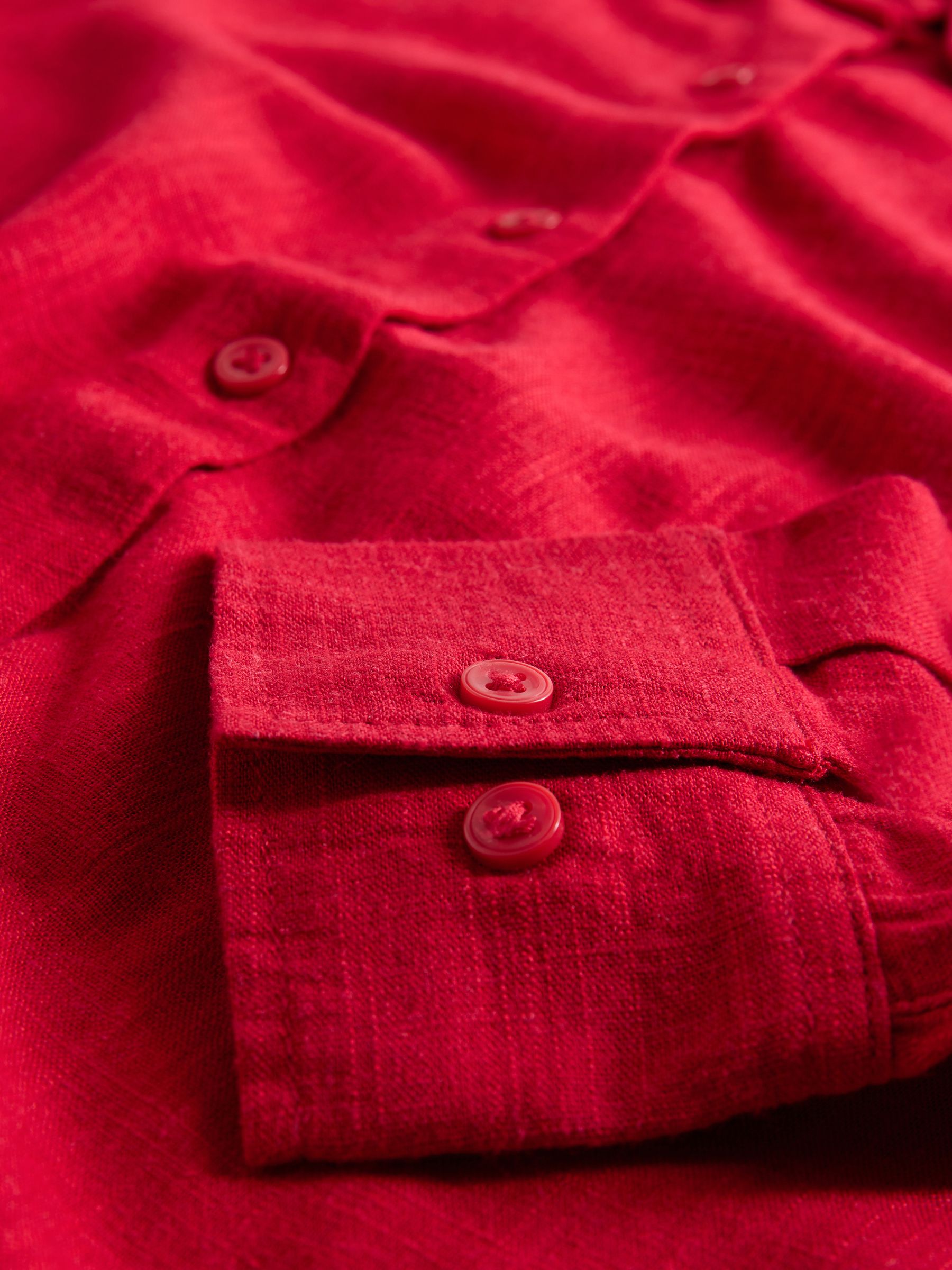 Red/White 2 Pack Button Through Shirts with Linen - Image 5 of 5