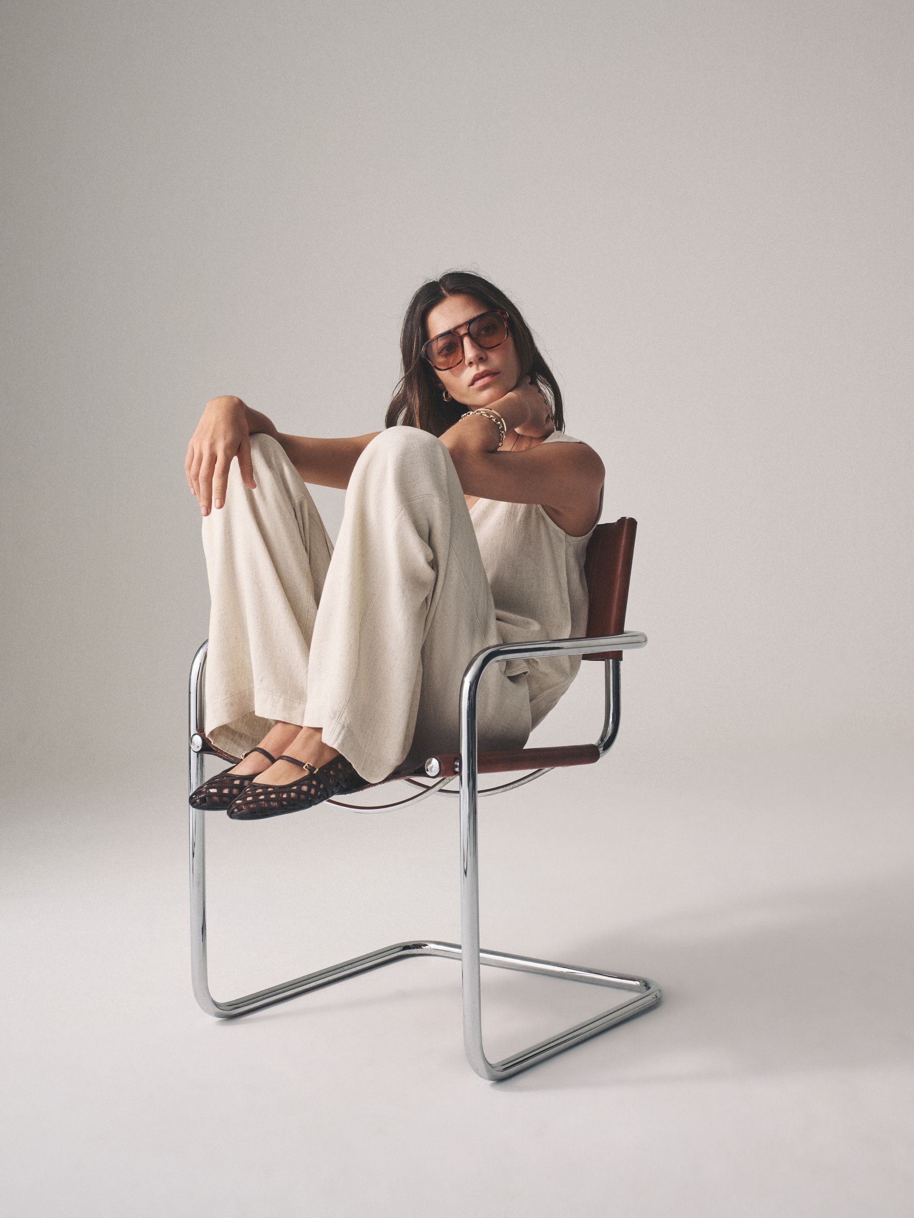 Black/Neutral/Clay Stripe Pull On Wide Leg Trousers 3 Pack With Linen - Image 7 of 14