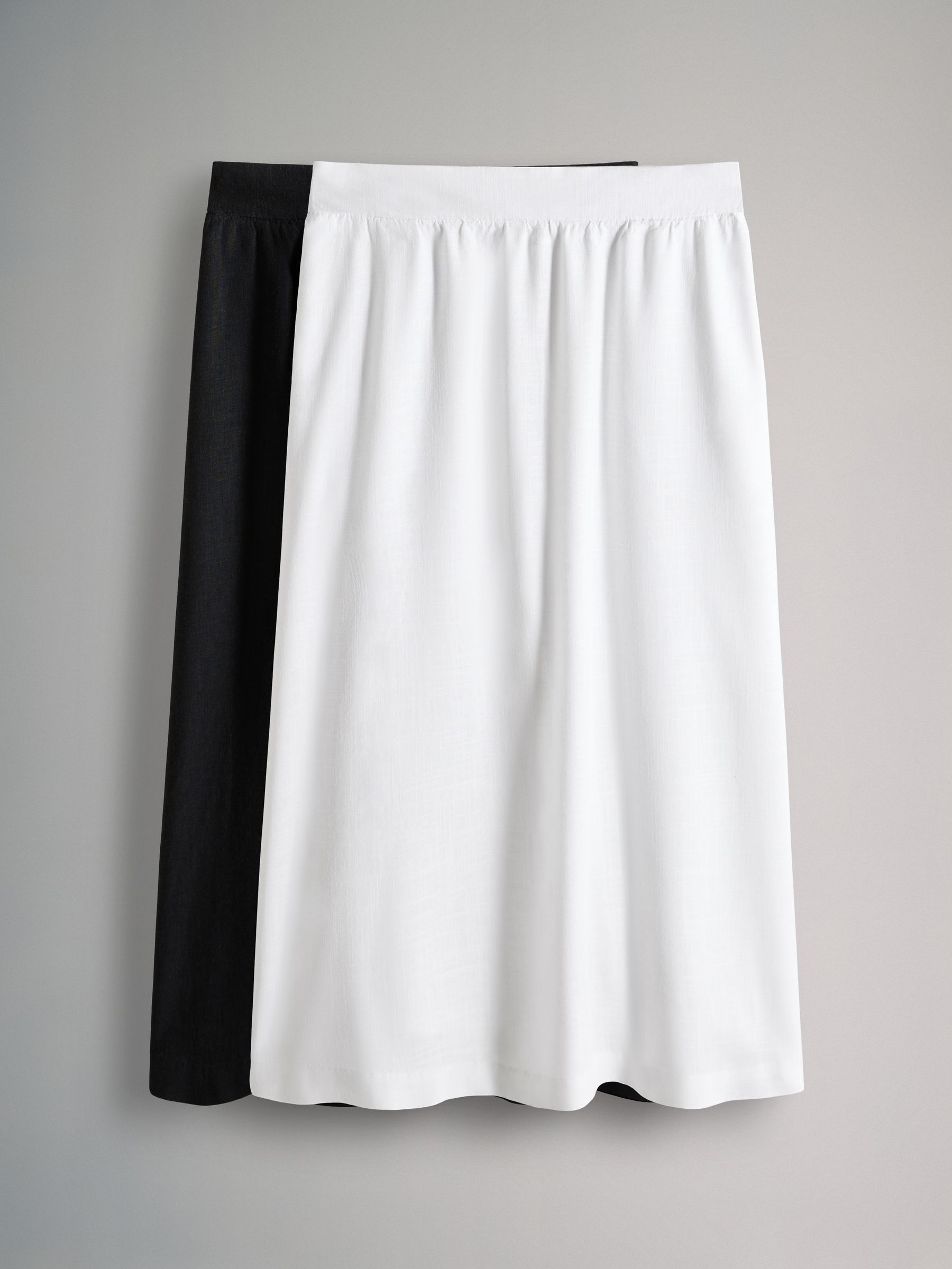 White/Black 2 Pack Pull On Maxi Skirts with Linen - Image 2 of 11