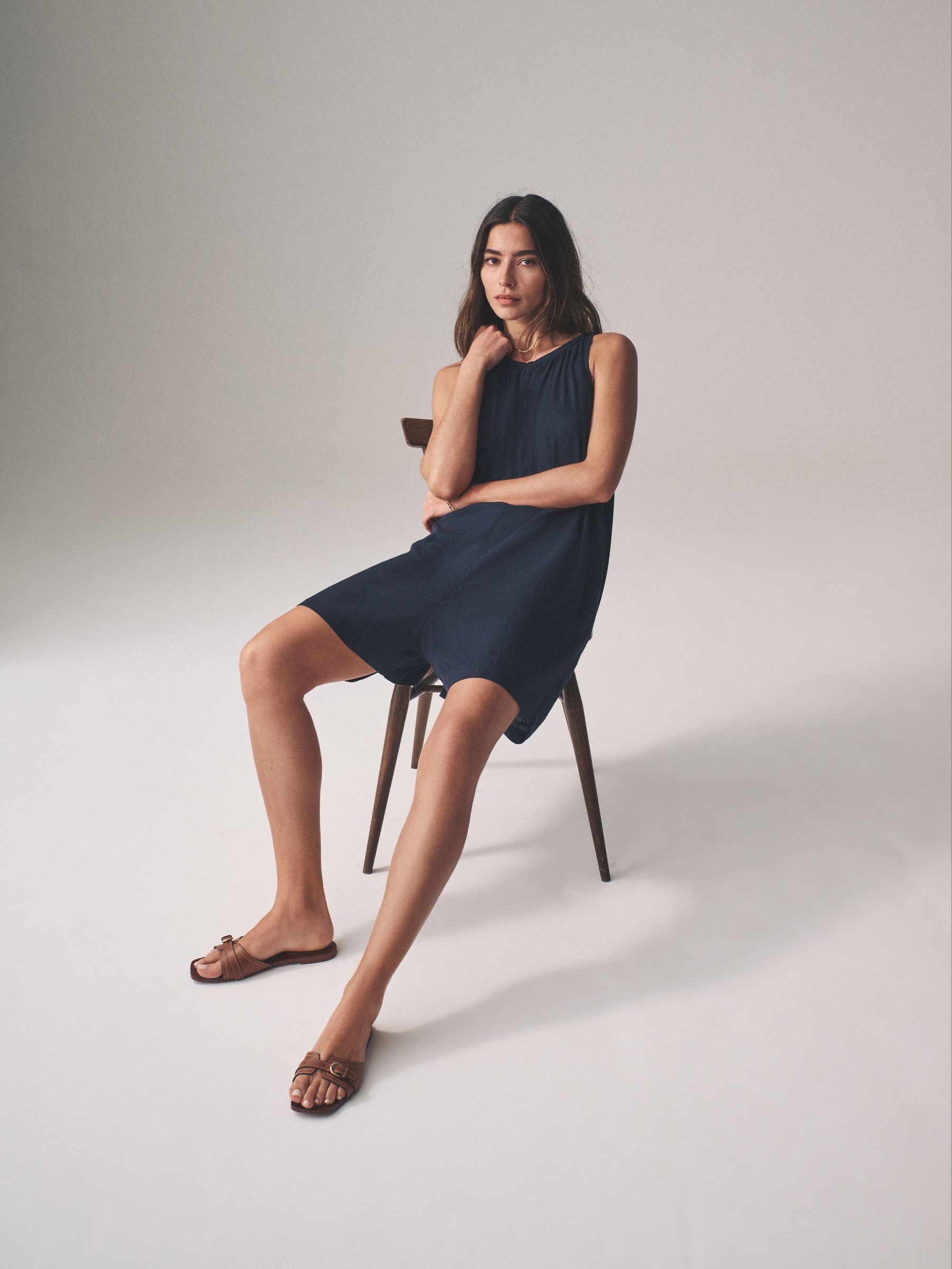 Navy/Pink Stripe 2 Pack Swing Playsuits with Linen - Image 1 of 11