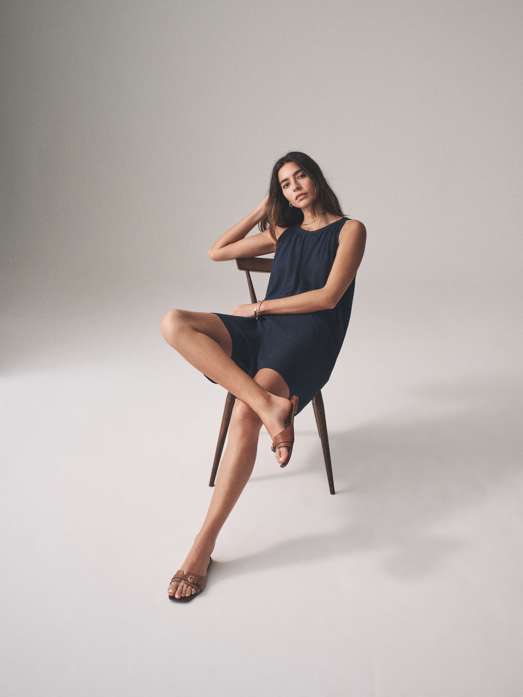 Navy/Pink Stripe 2 Pack Swing Playsuits with Linen - Image 4 of 11