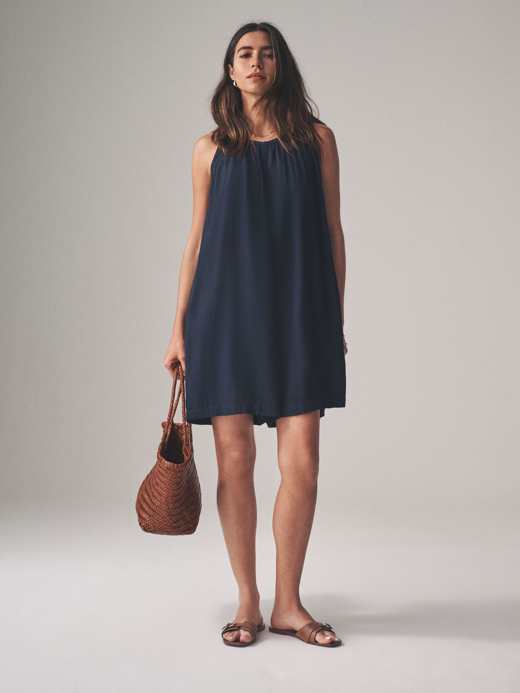 Navy/Pink Stripe 2 Pack Swing Playsuits with Linen - Image 5 of 11