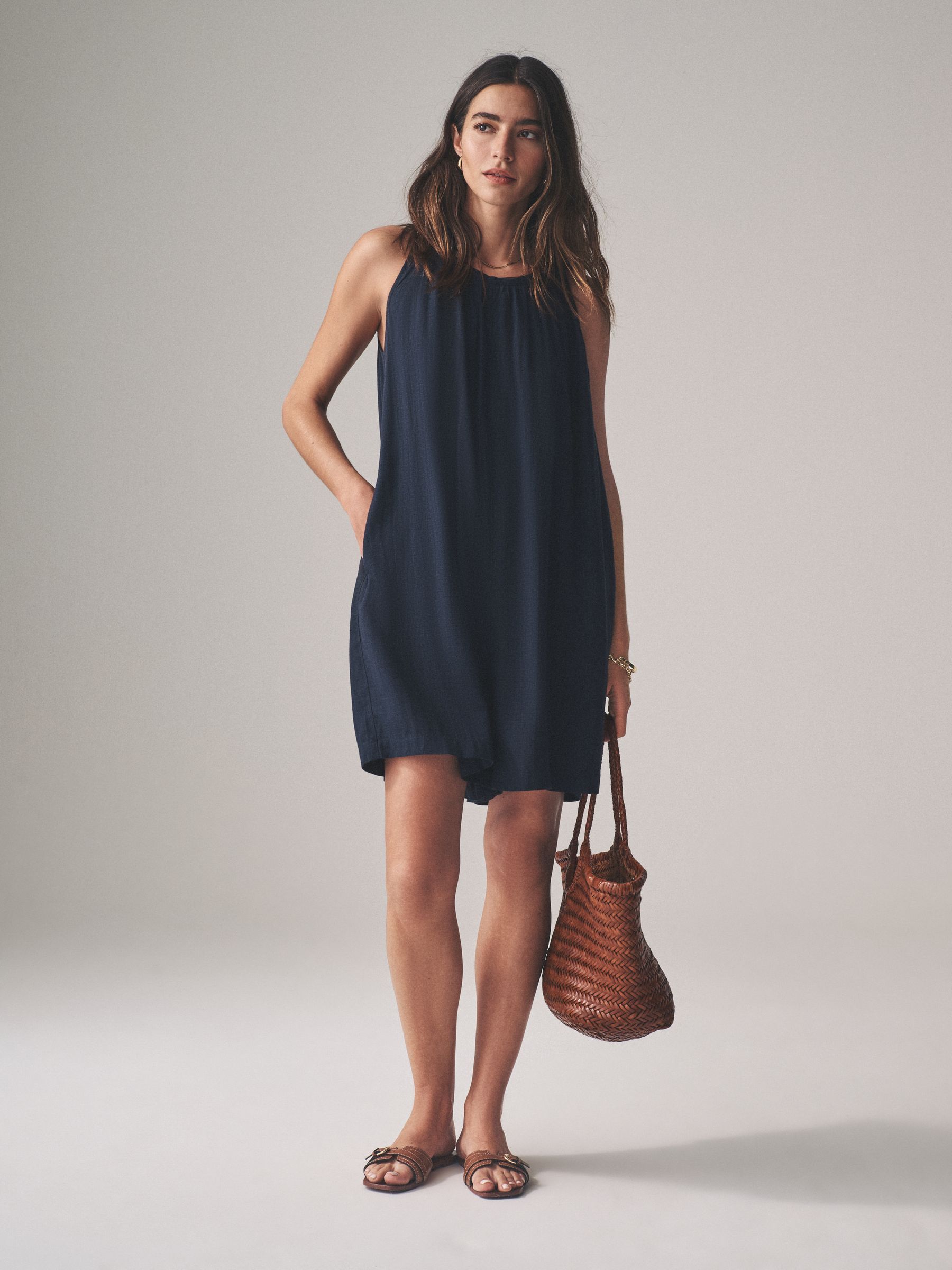 Navy/Pink Stripe 2 Pack Swing Playsuits with Linen - Image 7 of 11