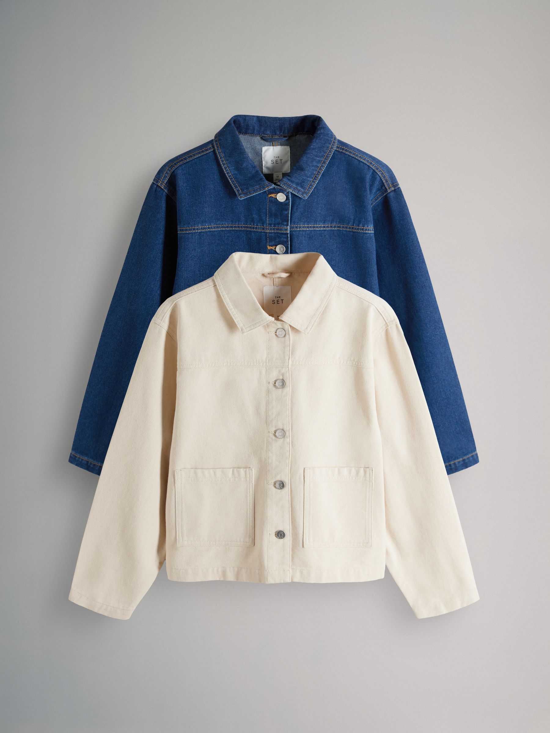 Ecru/Mid Blue - 2 Pack Denim Shackets - Image 1 of 12