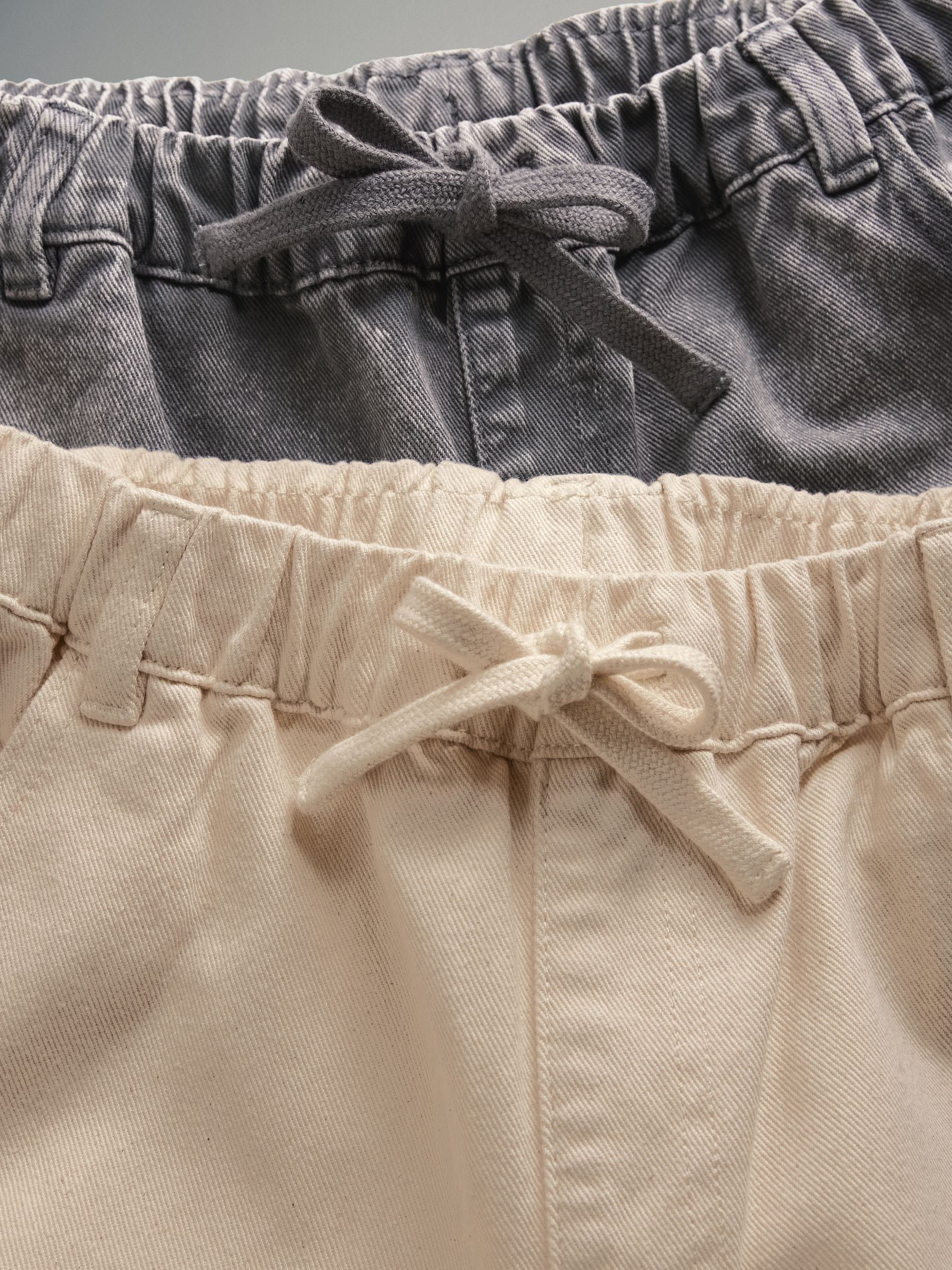 Ecru/Washed Grey - 2 Pack Pull On Wide Leg Jeans - Image 9 of 10
