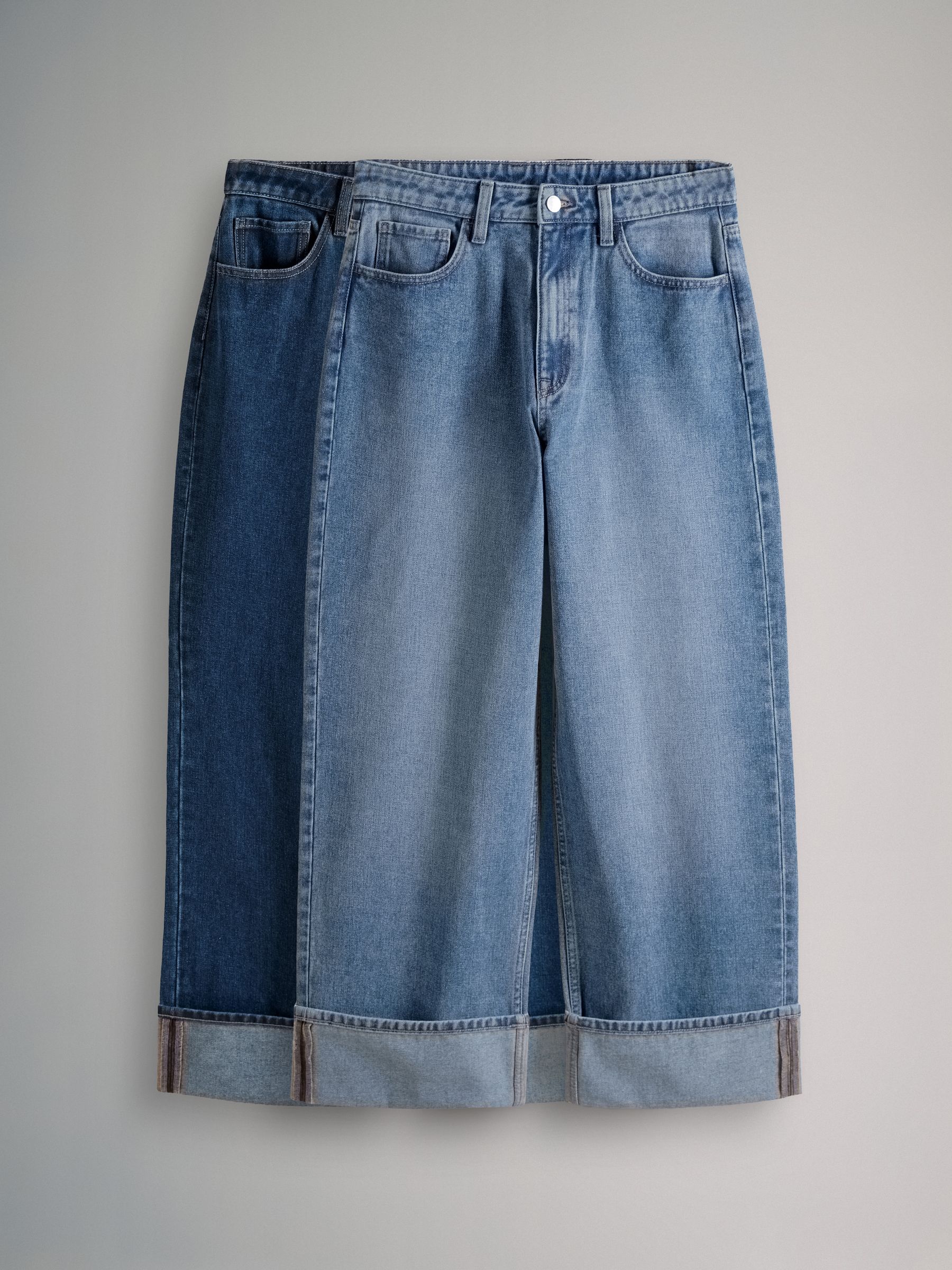 2 Pack Wide Leg Turn Up Hem Jeans - Image 2 of 11