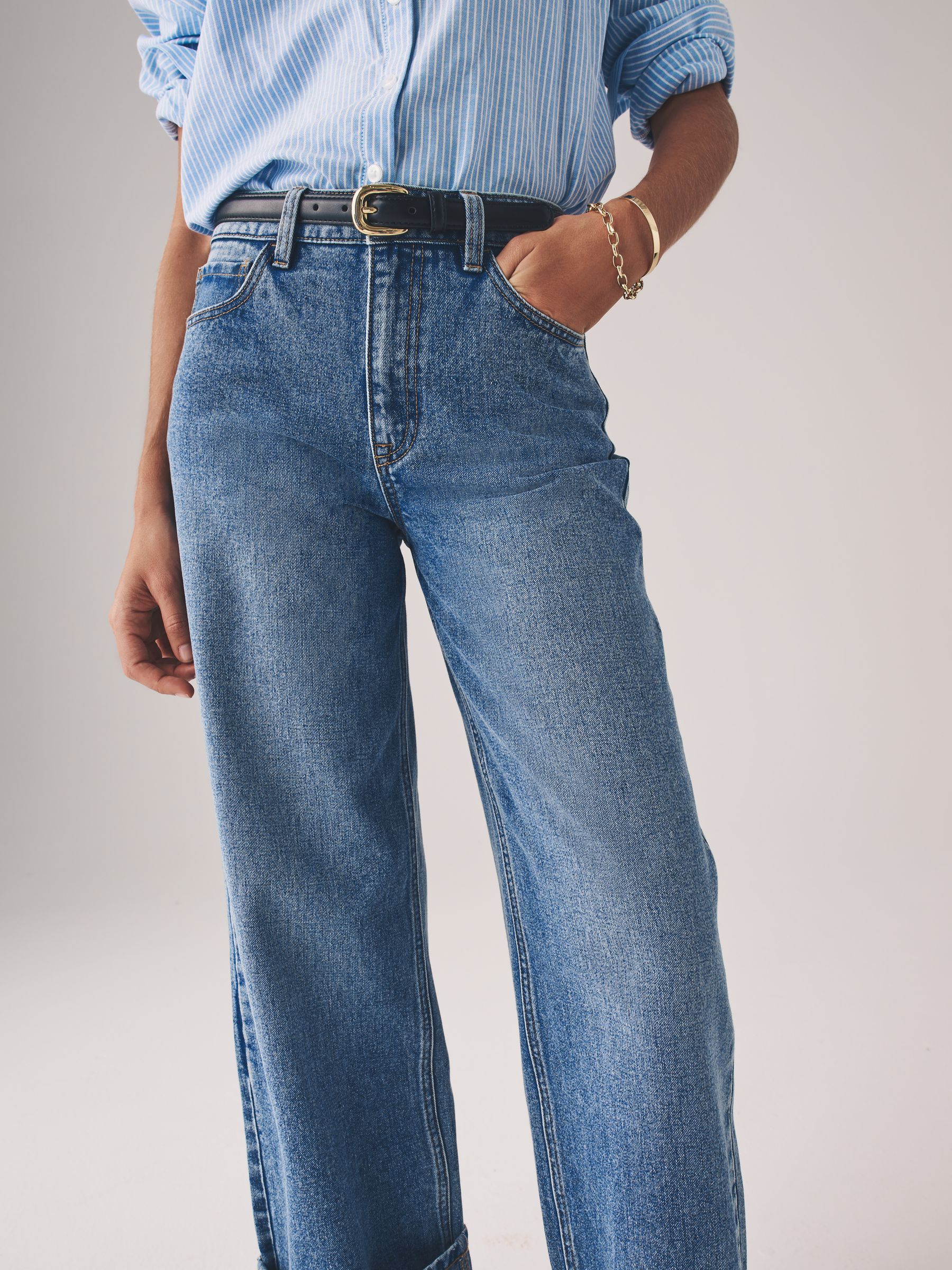 2 Pack Wide Leg Turn Up Hem Jeans - Image 7 of 11