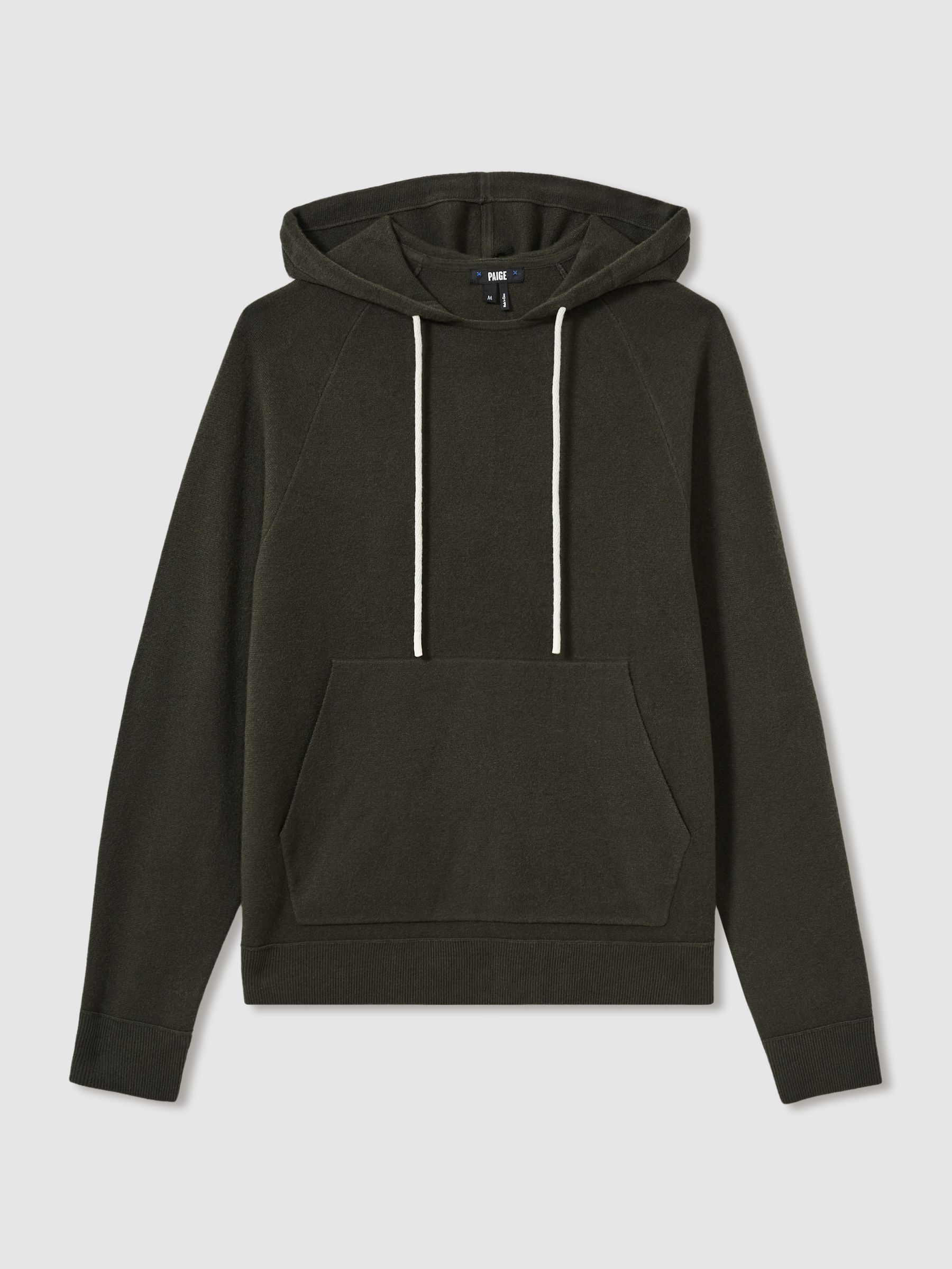 Paige Donaldson Drawstring Knitted Hoodie in Khaki - Image 2 of 6