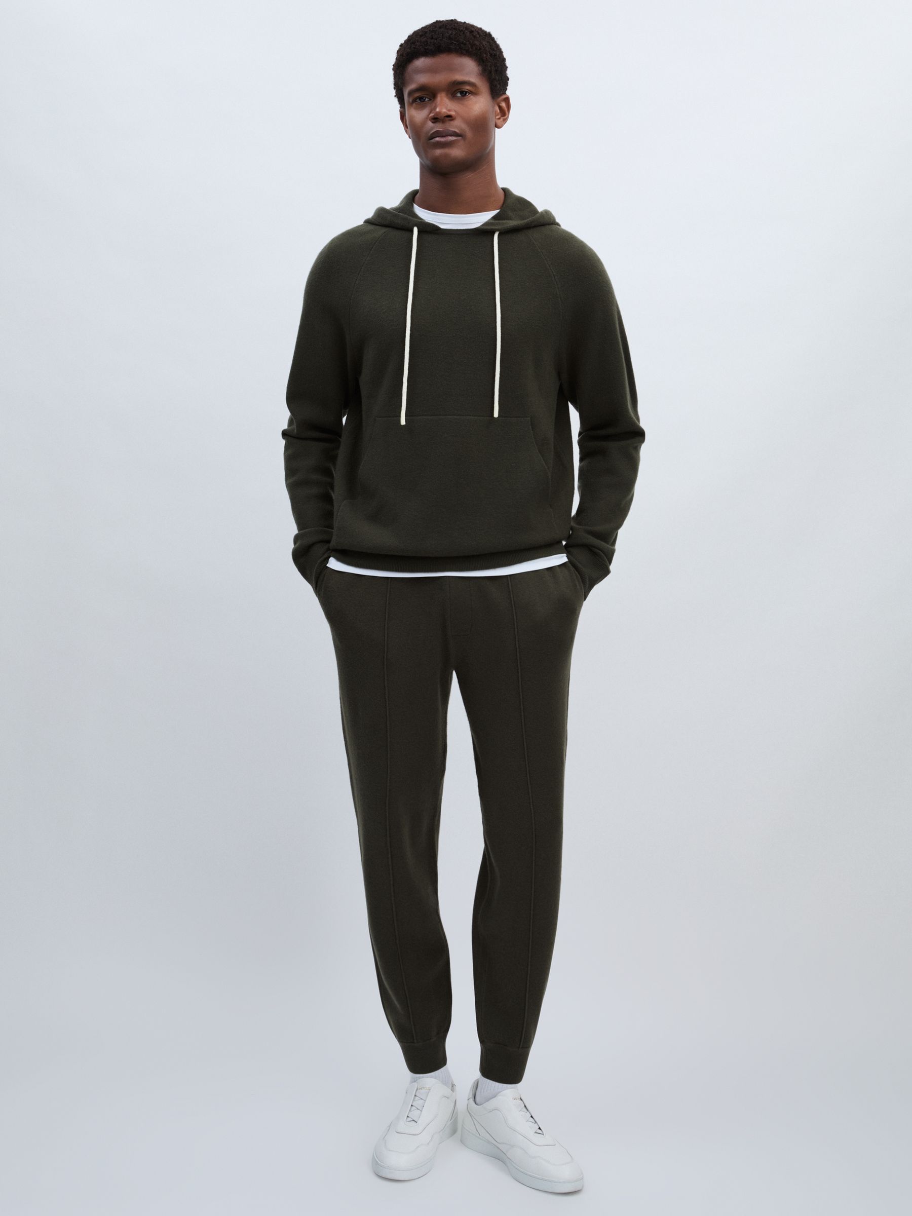 Paige Donaldson Drawstring Knitted Hoodie in Khaki - Image 3 of 6