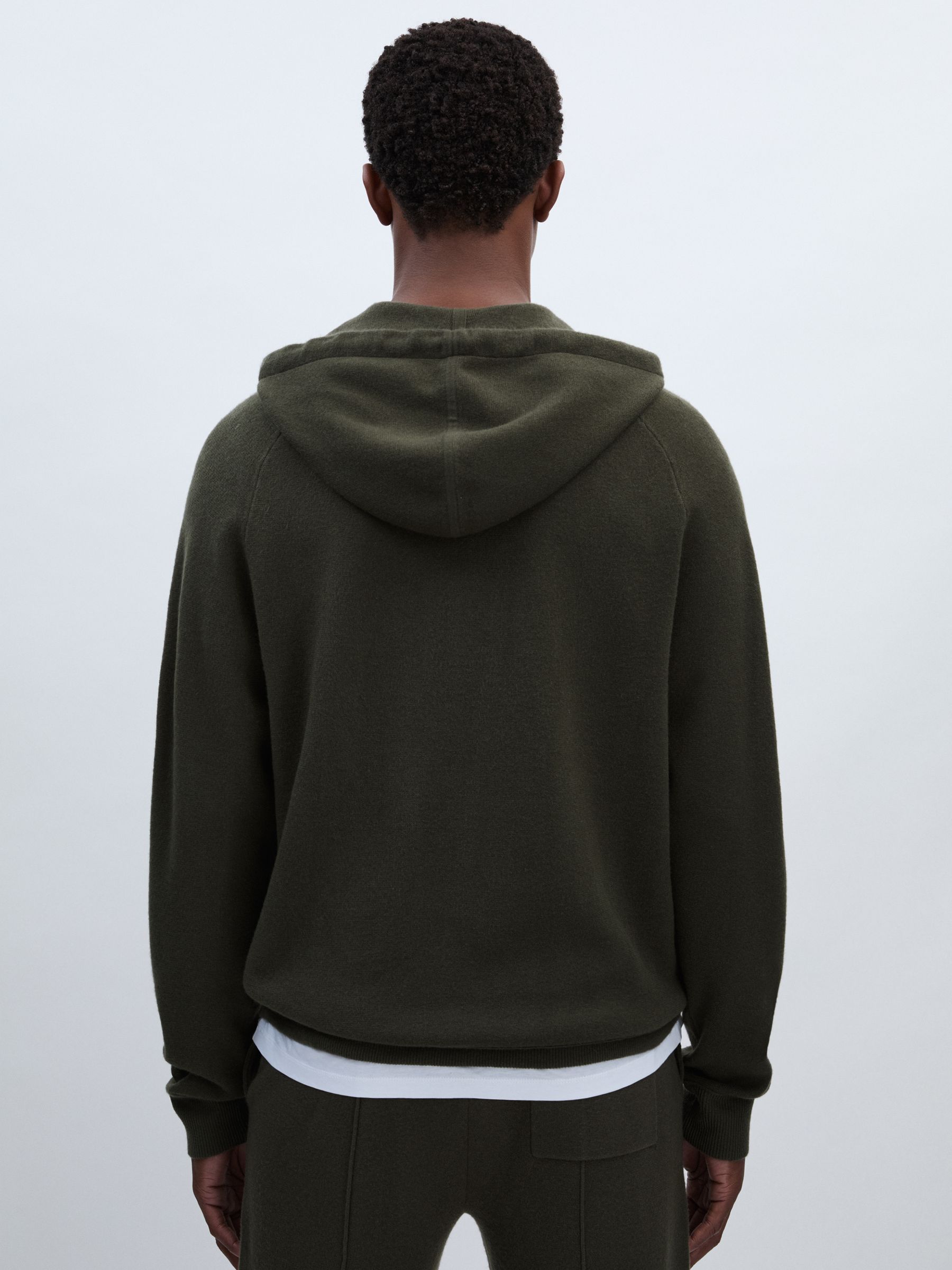 Paige Donaldson Drawstring Knitted Hoodie in Khaki - Image 5 of 6