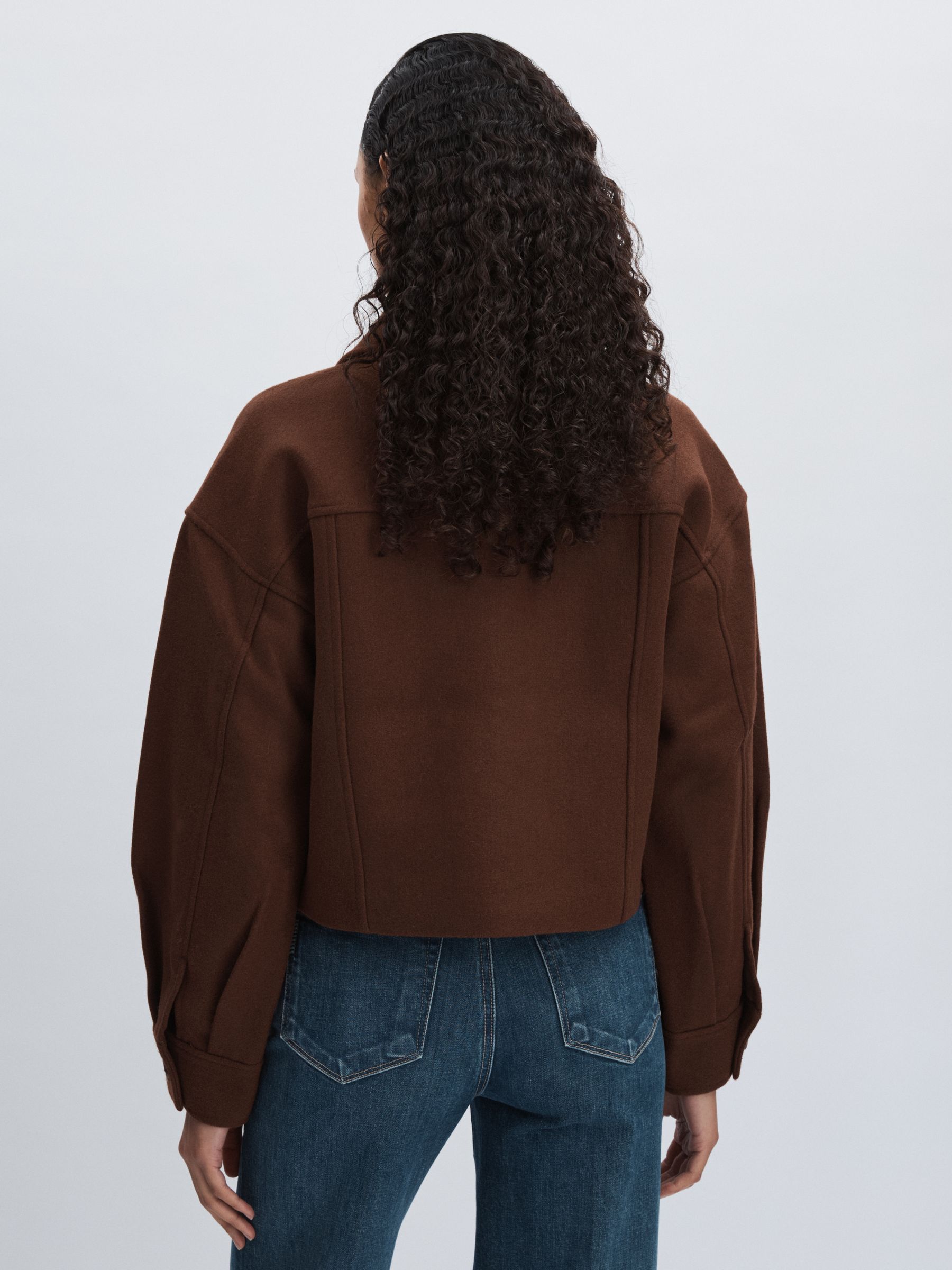 Paige Wool-Blend Cropped Jacket in Dark Brown - Image 5 of 6