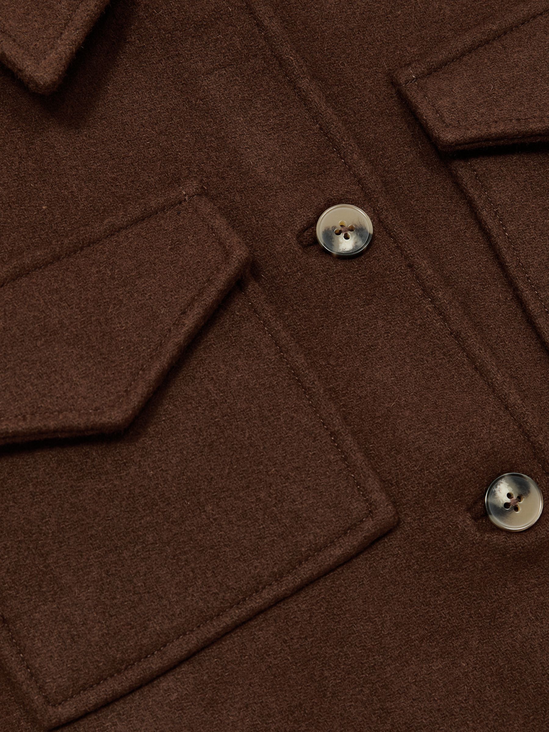 Reiss Wool-Blend Cropped Jacket in Dark Brown | REISS