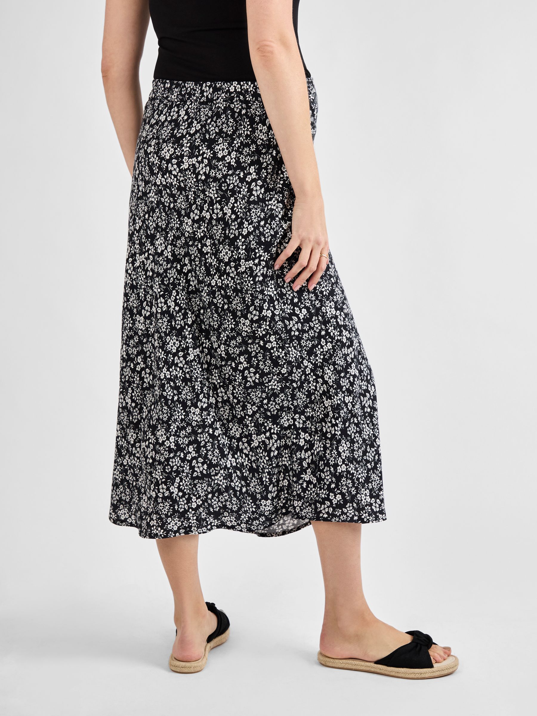 Black Floral Maternity Midi Skirt - Image 2 of 4