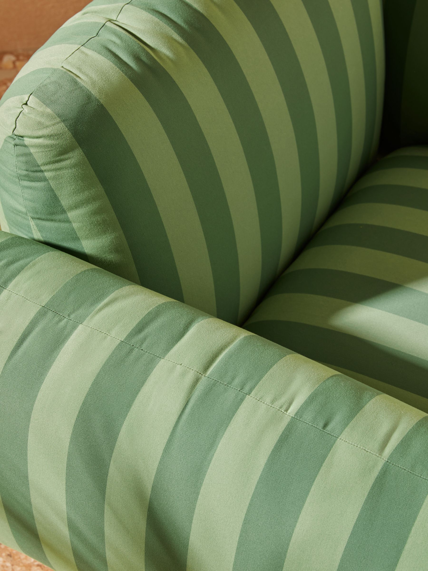 Samaya Outdoor Garden Lounge Chair in Green Stripe - Image 2 of 5
