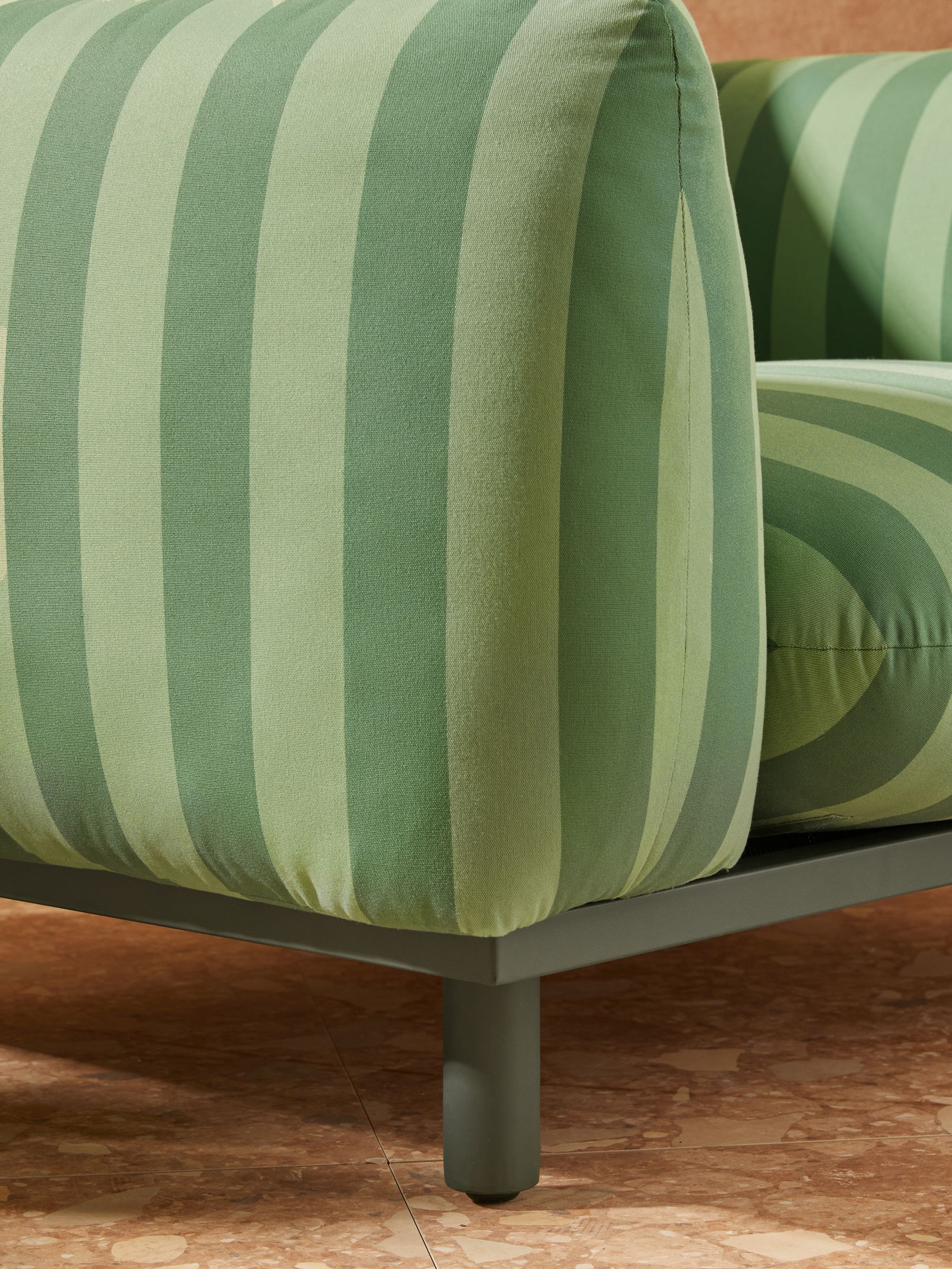 Samaya Outdoor Garden Lounge Chair in Green Stripe - Image 3 of 5