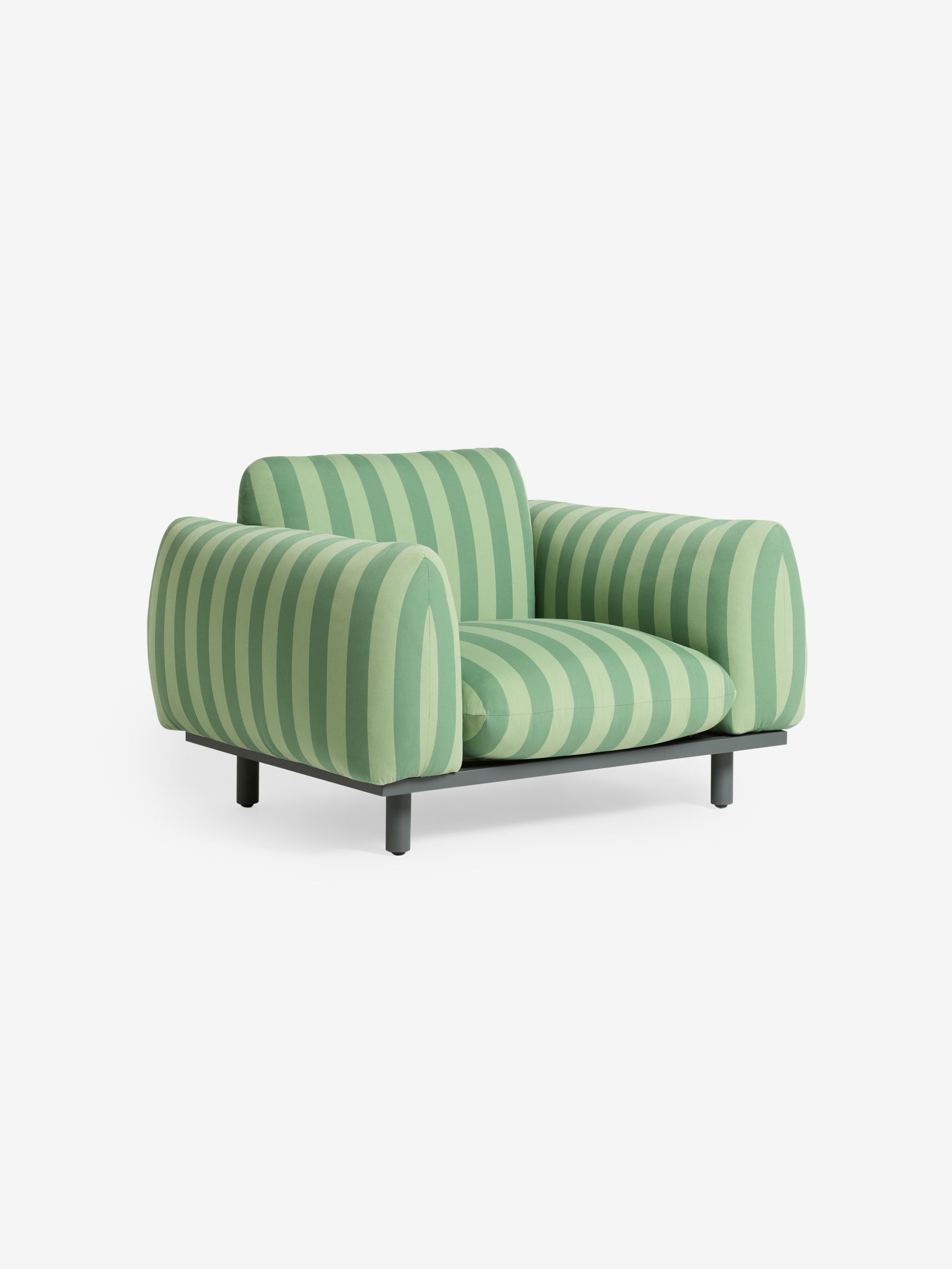 Samaya Outdoor Garden Lounge Chair in Green Stripe - Image 4 of 5